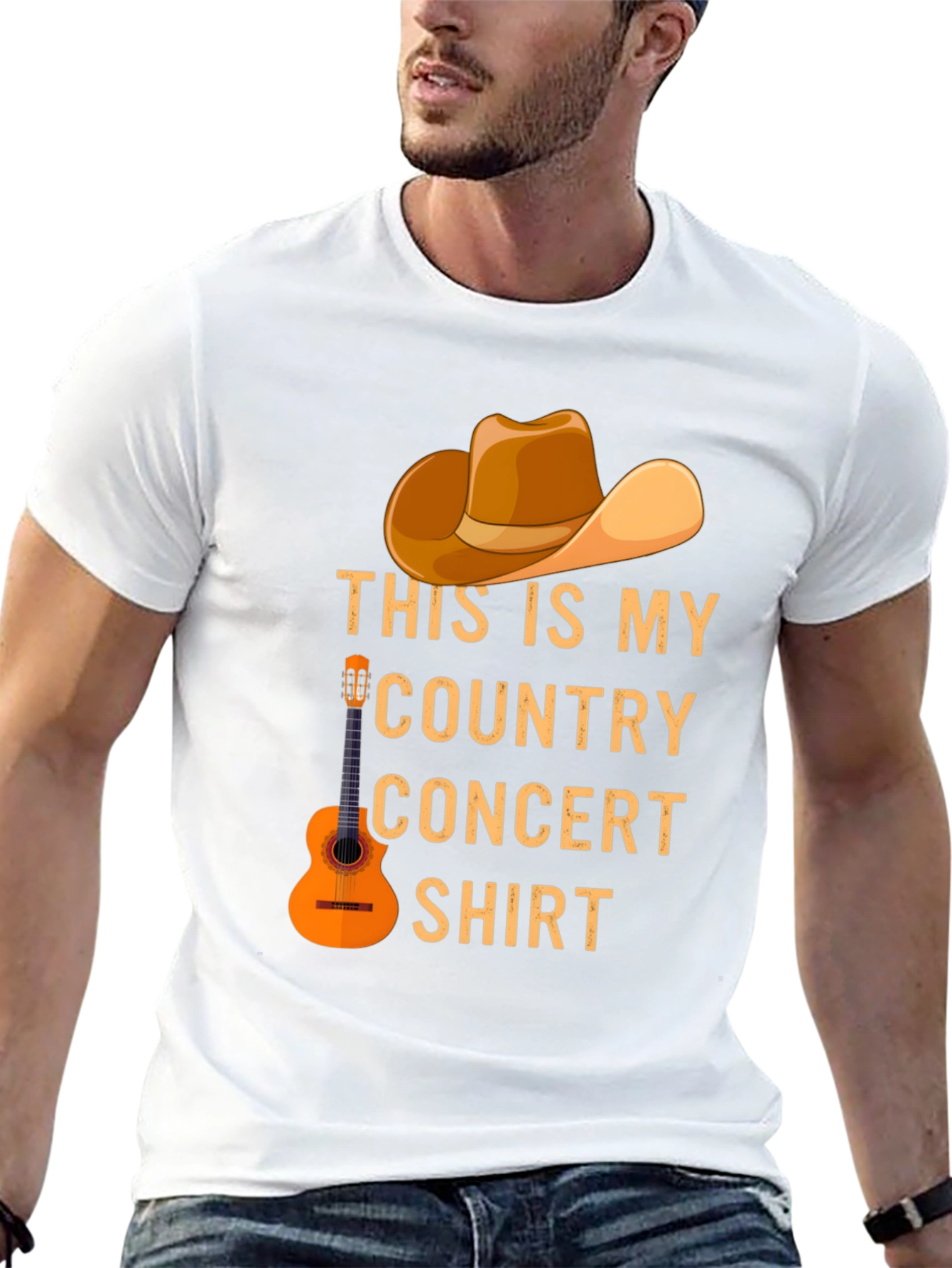 Country Concert T-Shirt - Cowboy Hat & Guitar Design