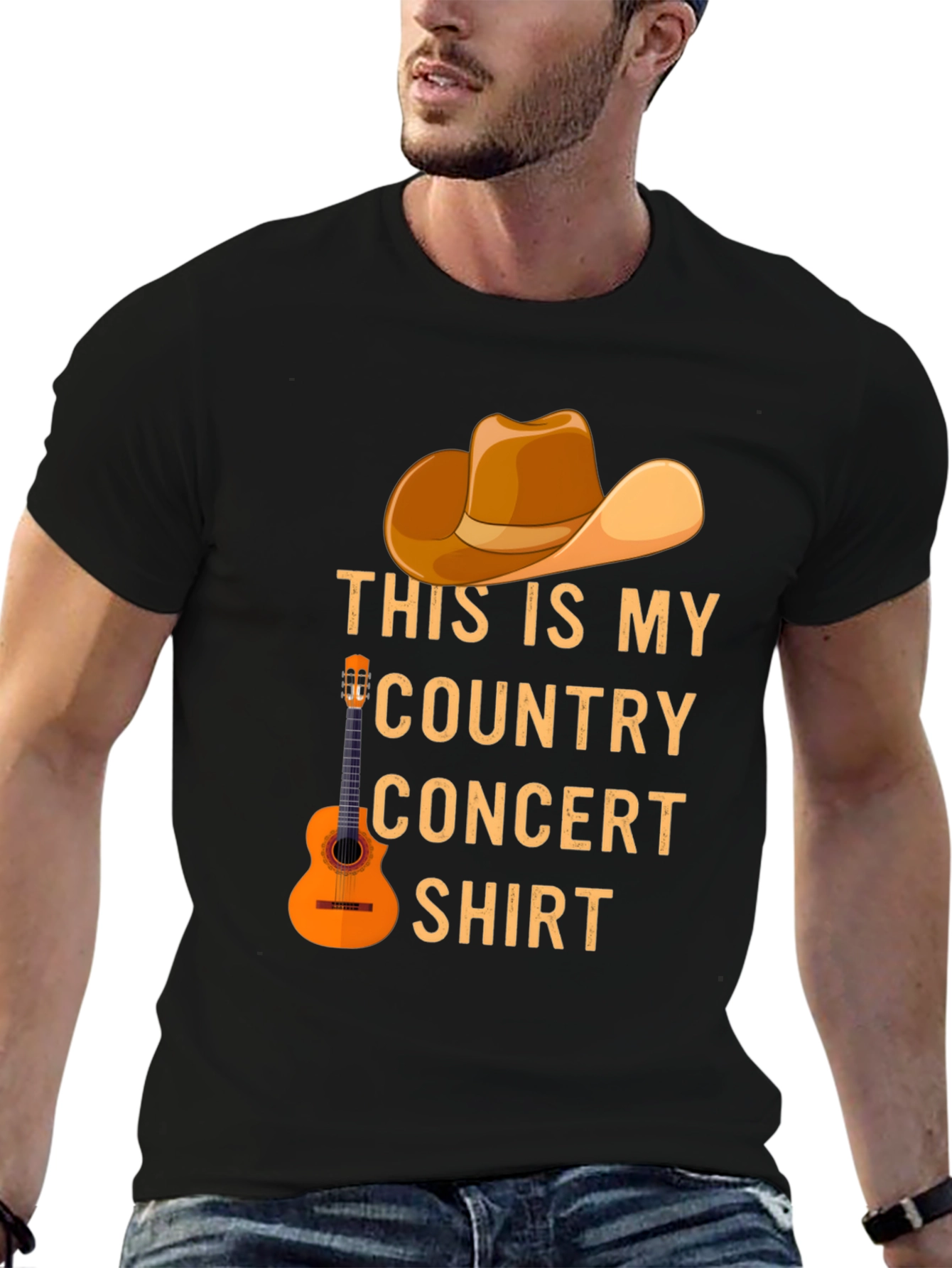 Country Concert T-Shirt - Cowboy Hat & Guitar Design