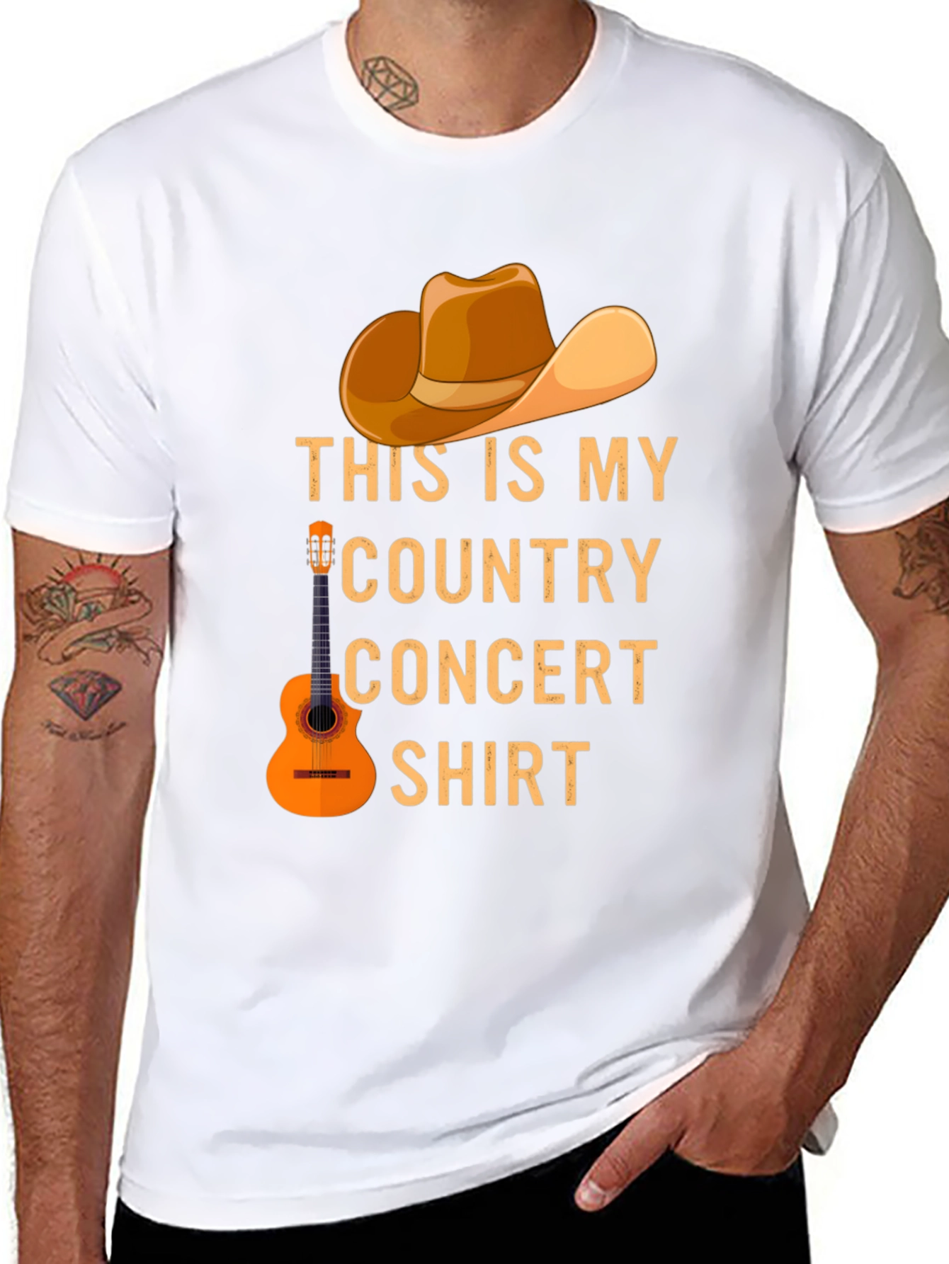 Country Concert T-Shirt - Cowboy Hat & Guitar Design