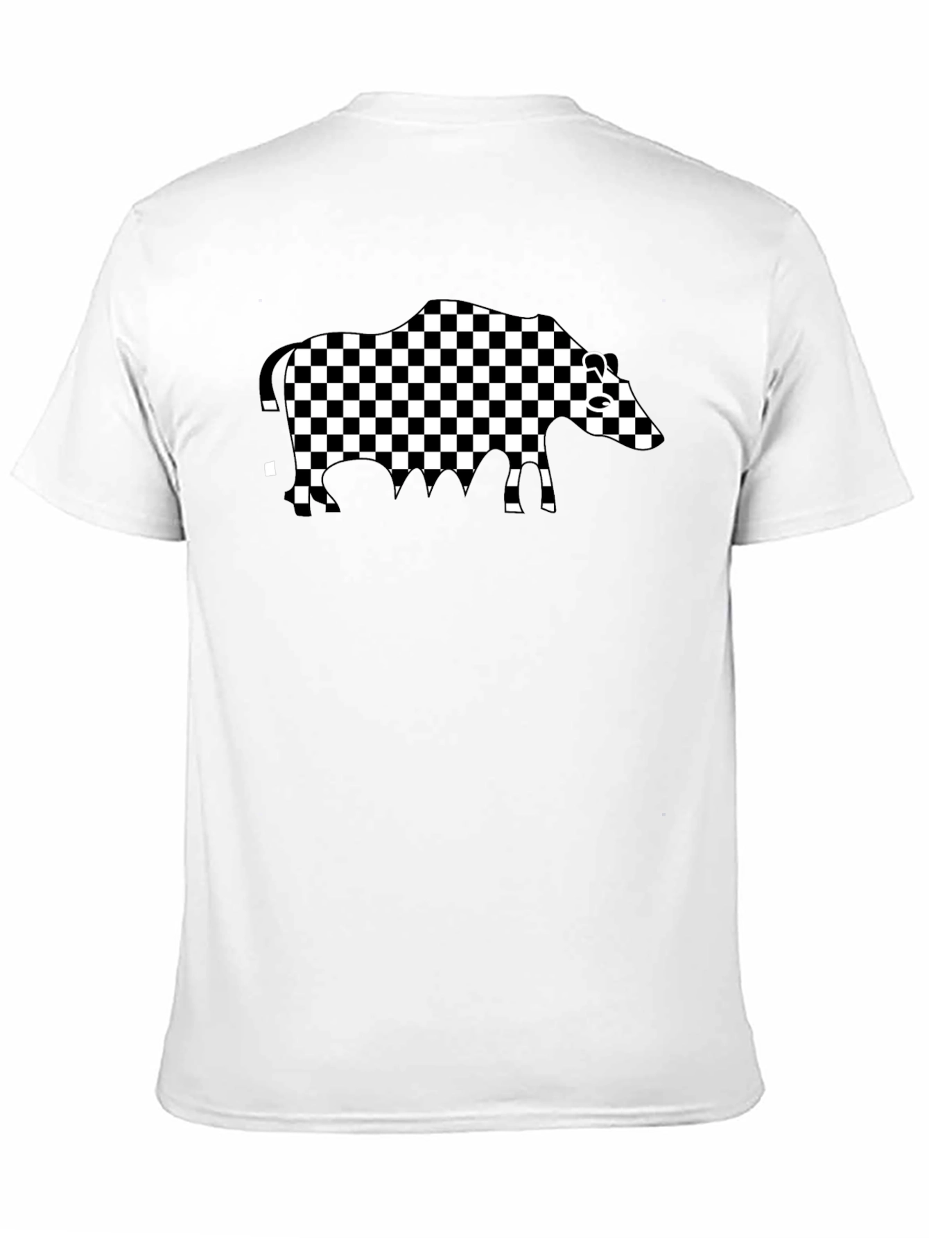 Checkered Boar Graphic Tee - Casual Black T-Shirt