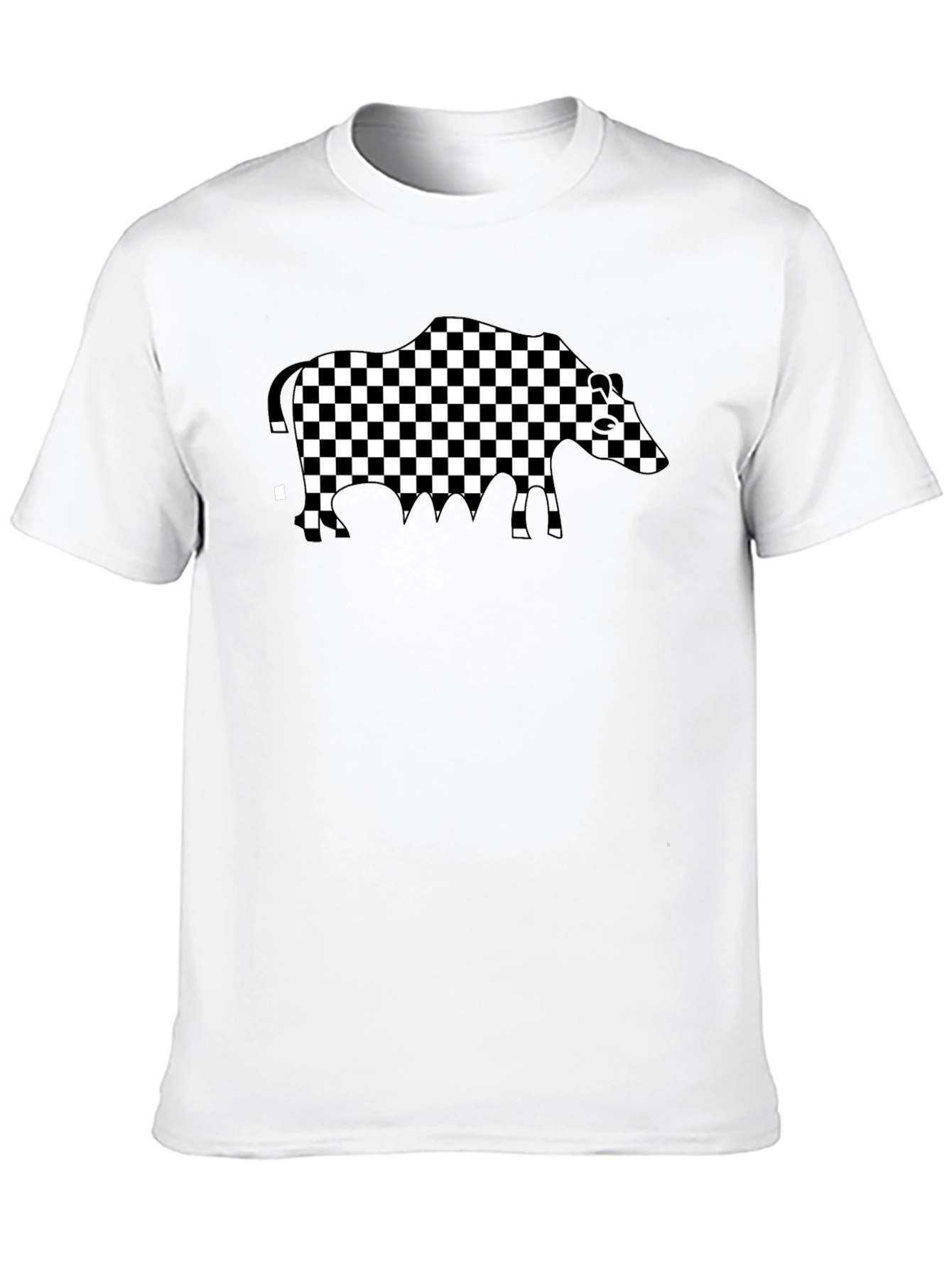 Checkered Boar Graphic Tee - Casual Black T-Shirt