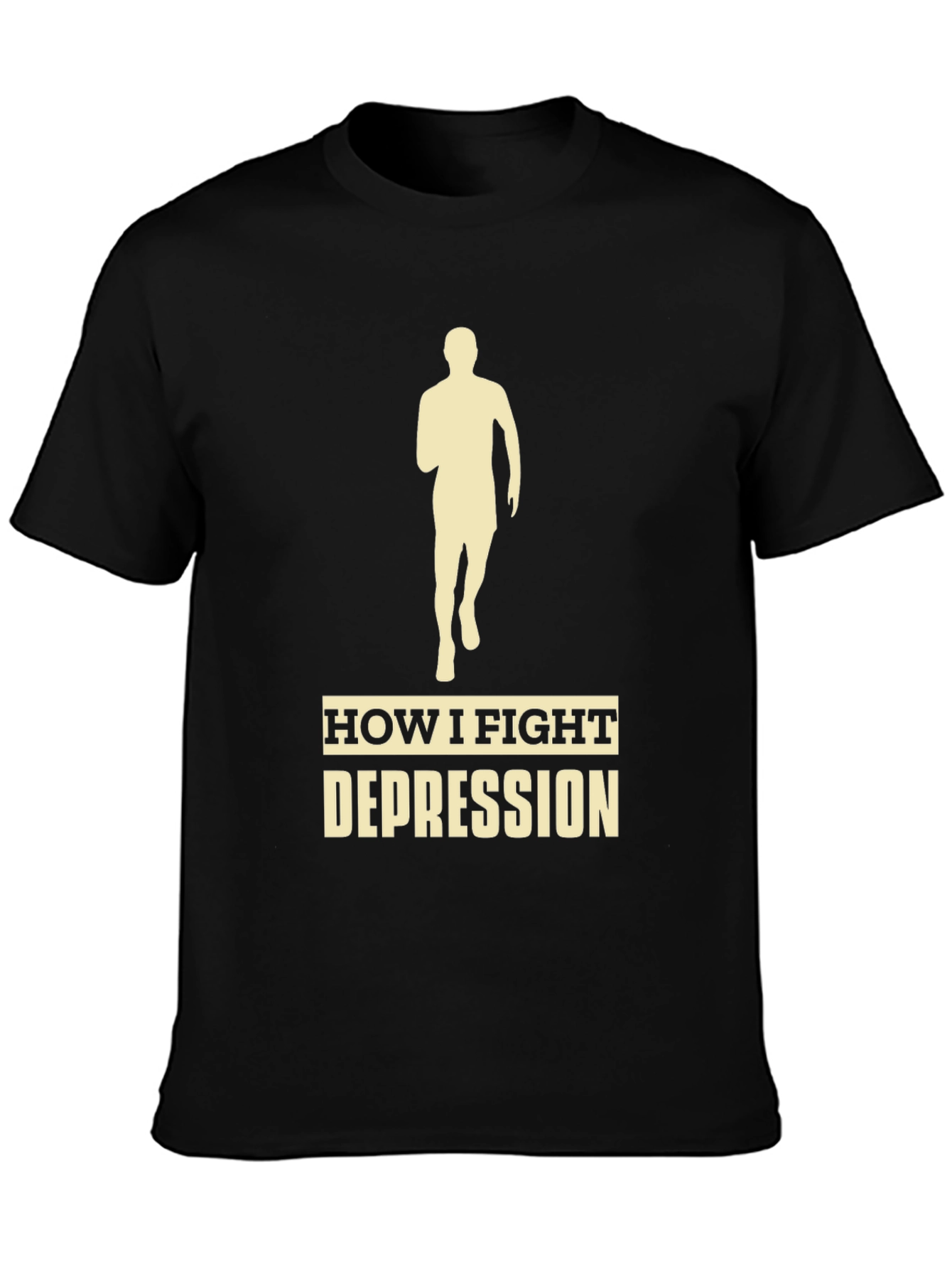 Fight Depression Tee - Running Silhouette Motivation Shirt