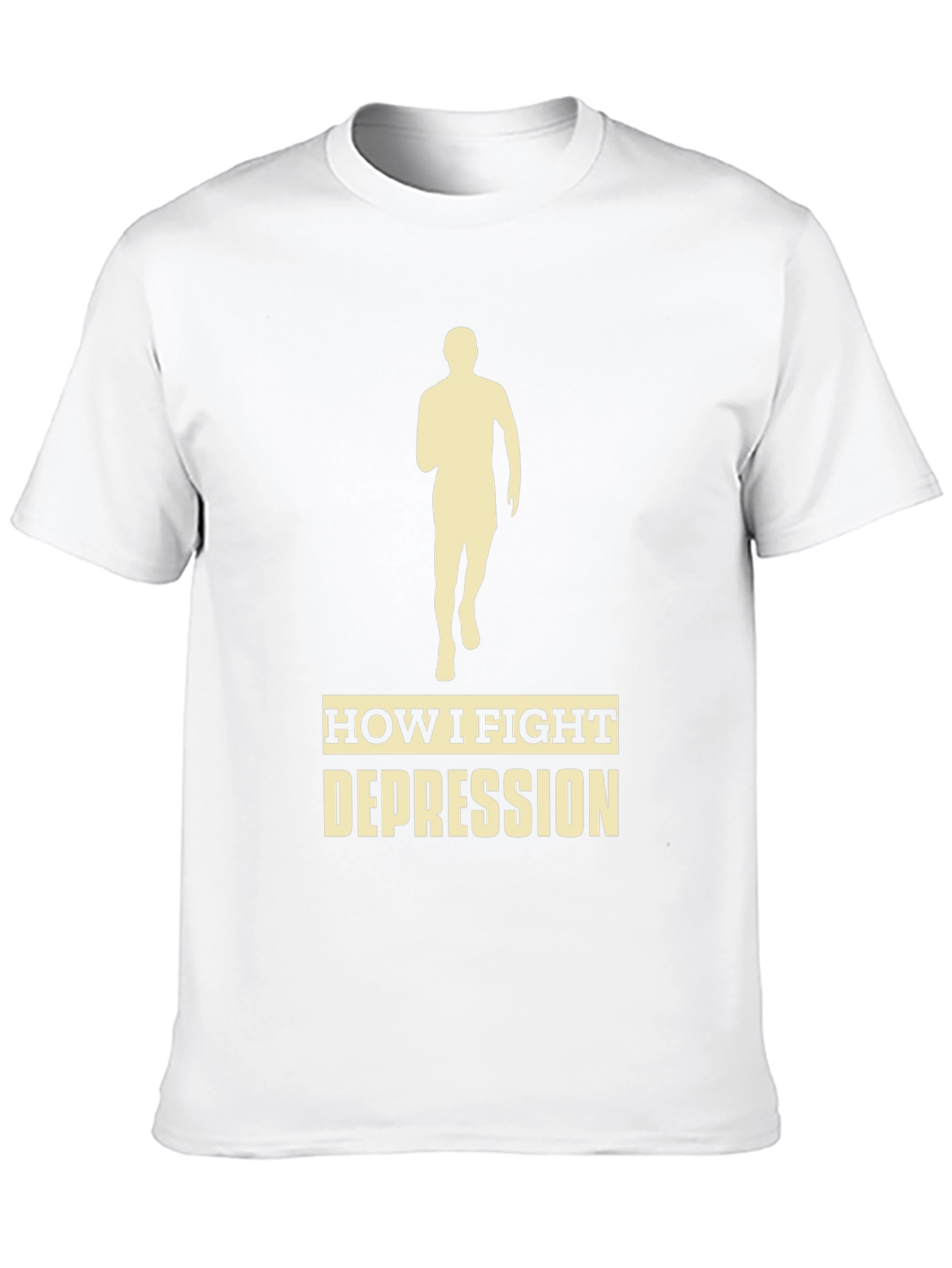 Fight Depression Tee - Running Silhouette Motivation Shirt