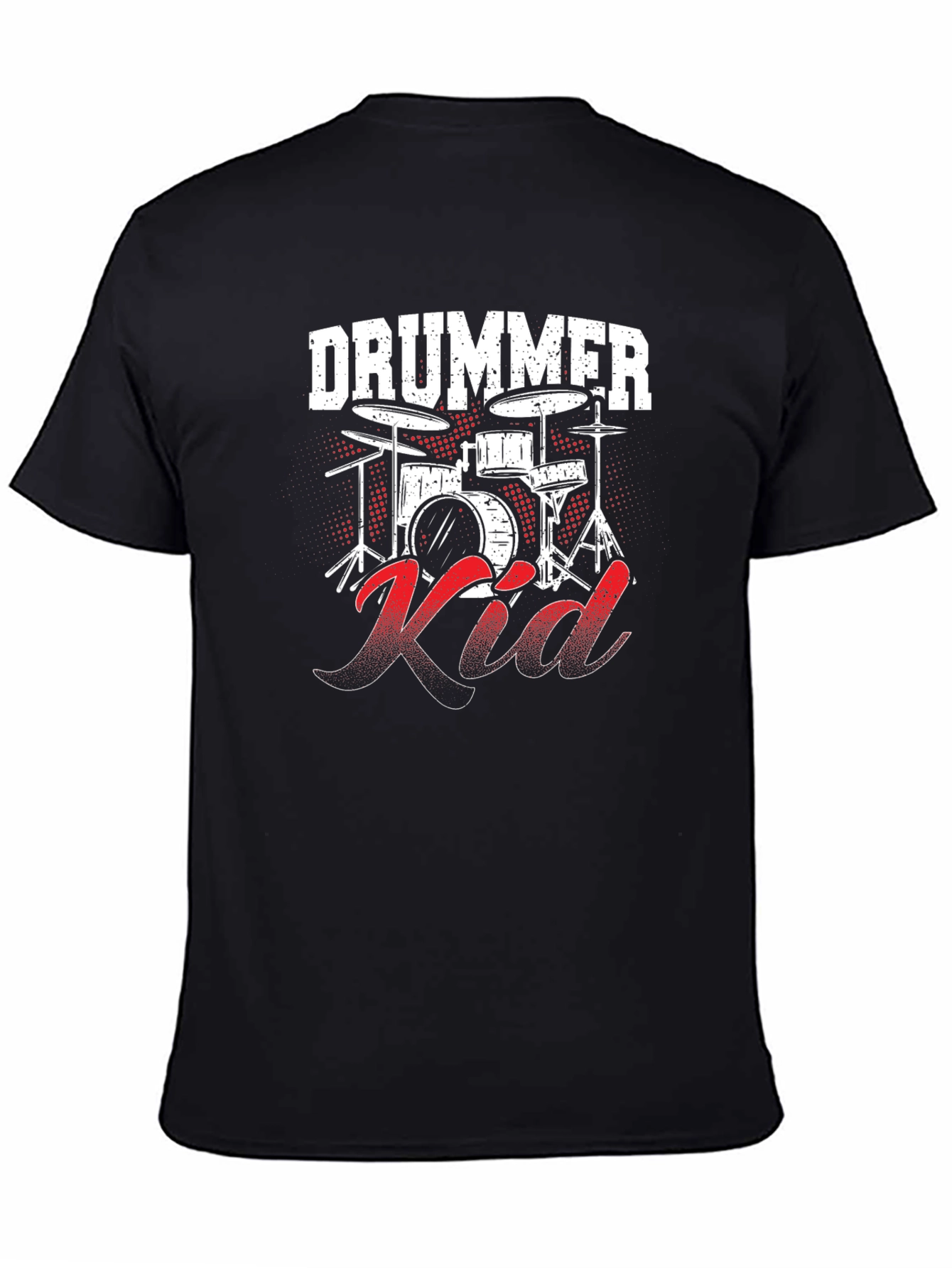 Drummer Kid Graphic Tee - Black Cotton T-Shirt