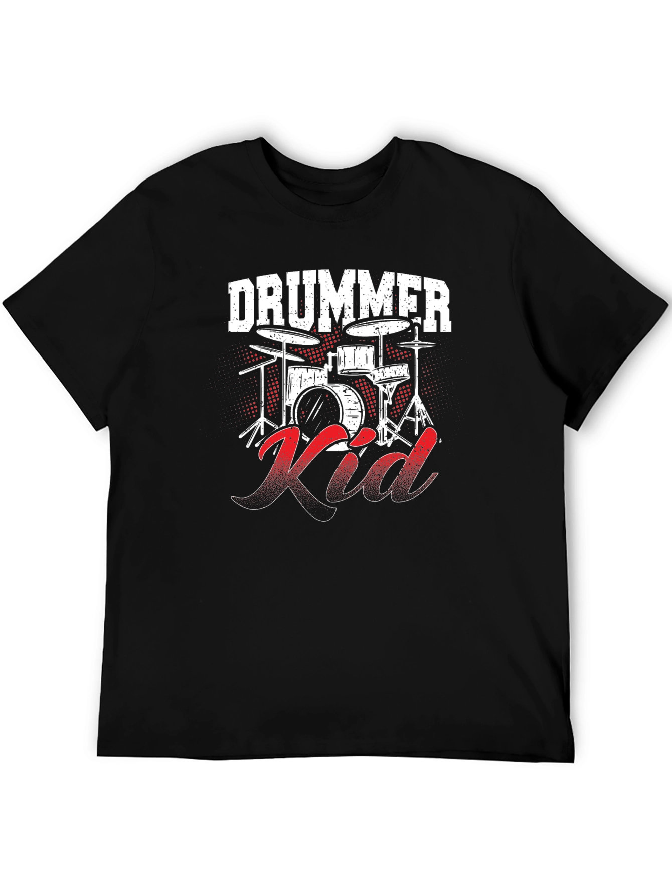 Drummer Kid Graphic Tee - Black Cotton T-Shirt