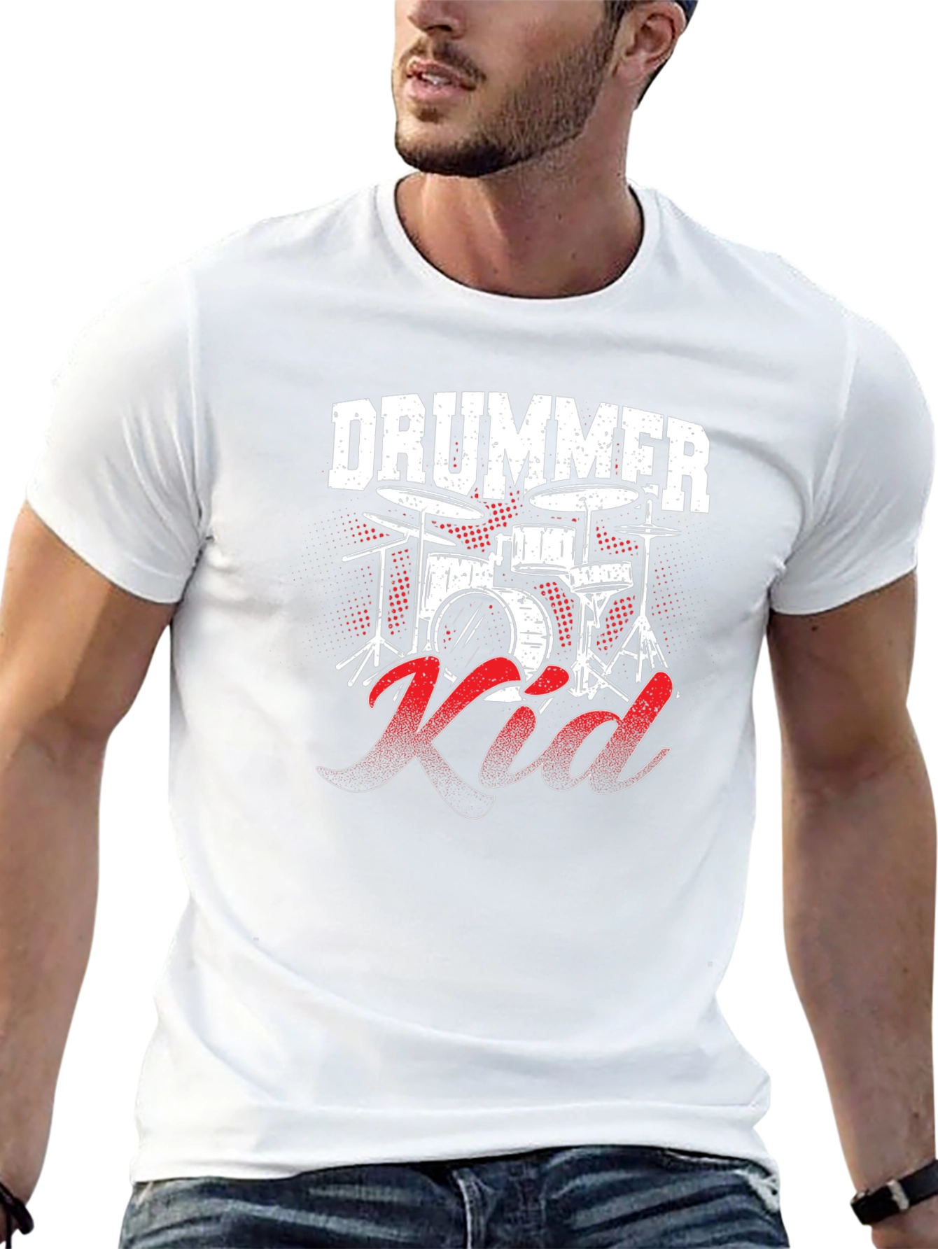 Drummer Kid Graphic Tee - Black Cotton T-Shirt