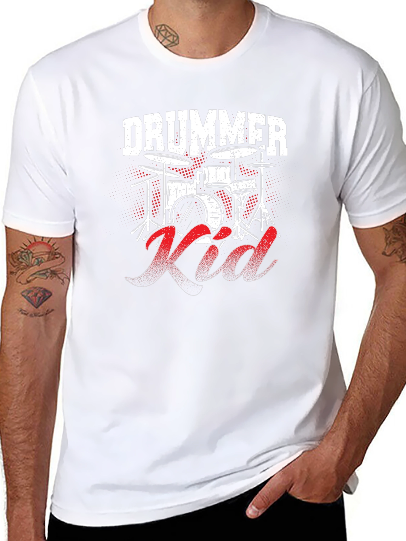 Drummer Kid Graphic Tee - Black Cotton T-Shirt