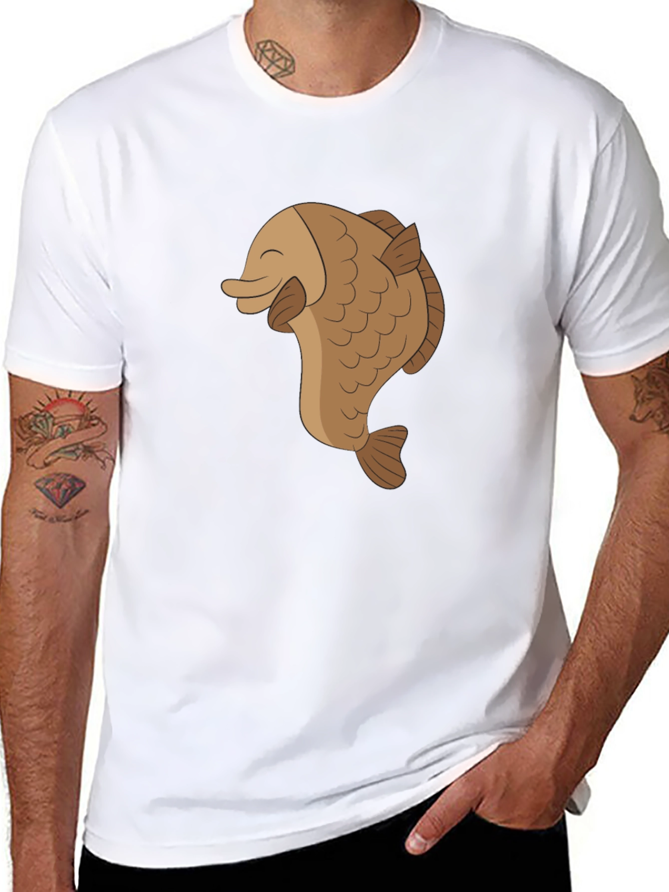 Happy Fish Graphic Tee - Black Cotton Comfort