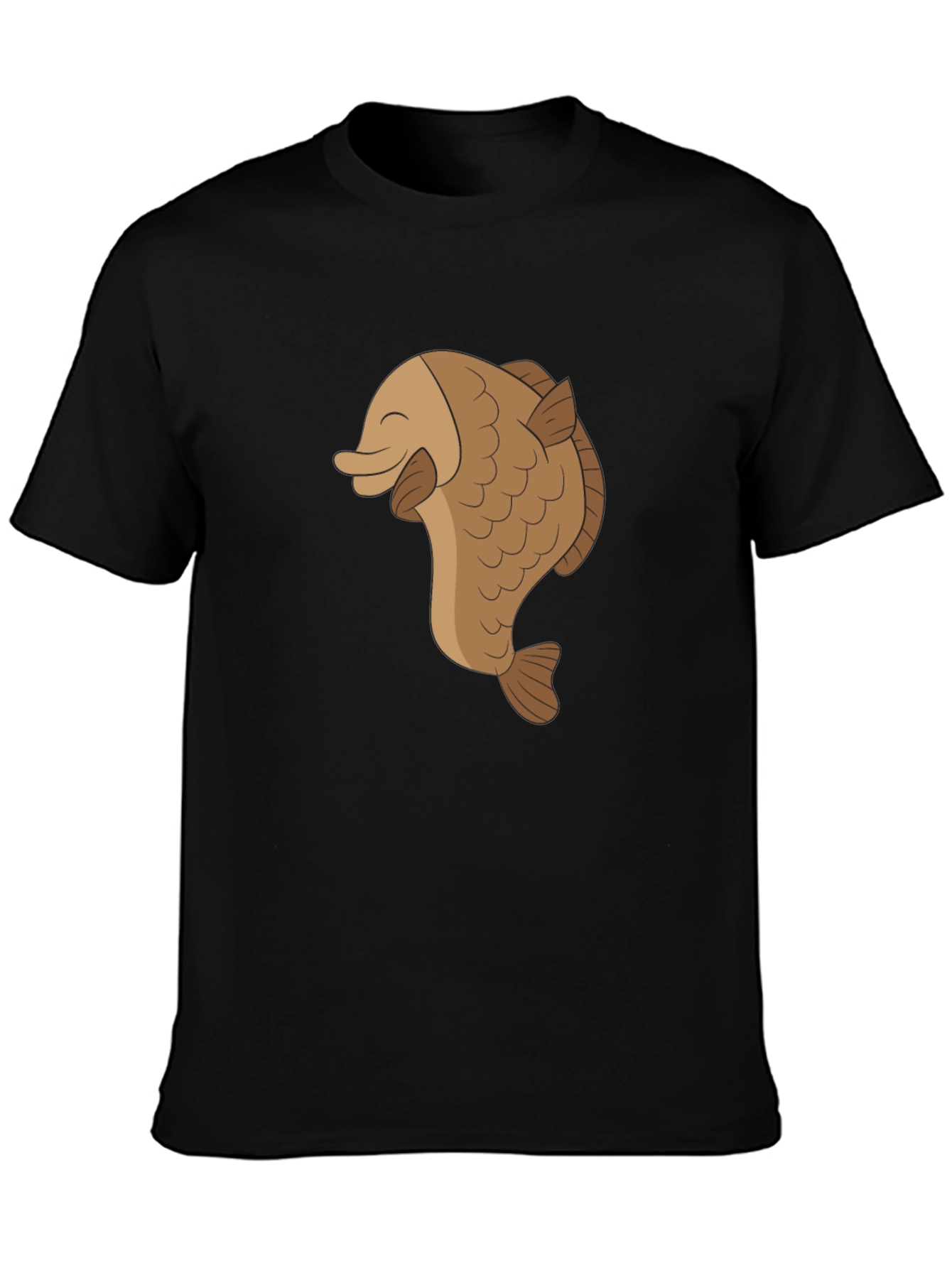 Happy Fish Graphic Tee - Black Cotton Comfort