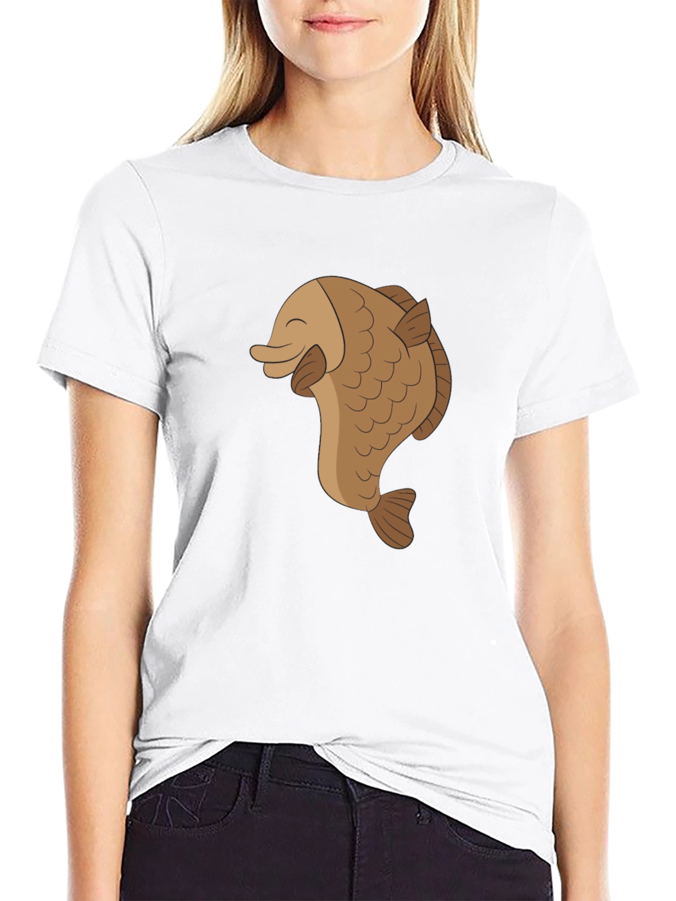 Happy Fish Graphic Tee - Black Cotton Comfort