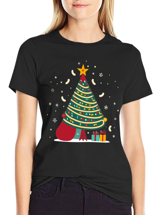 Festive Christmas Tree Graphic Tee - Holiday Season Style