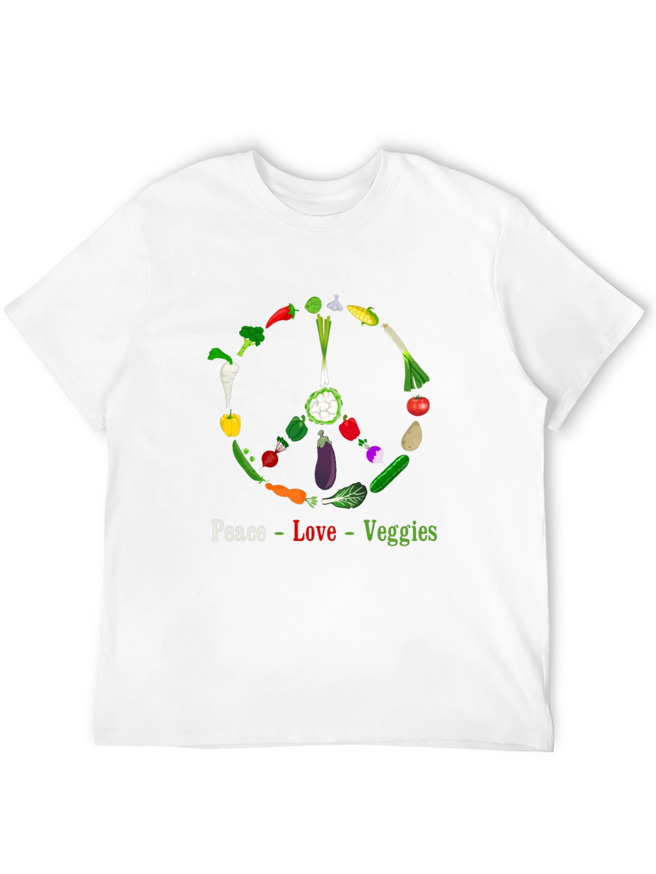 Peace Love Veggies T-Shirt - Vegetarian Vegan Apparel