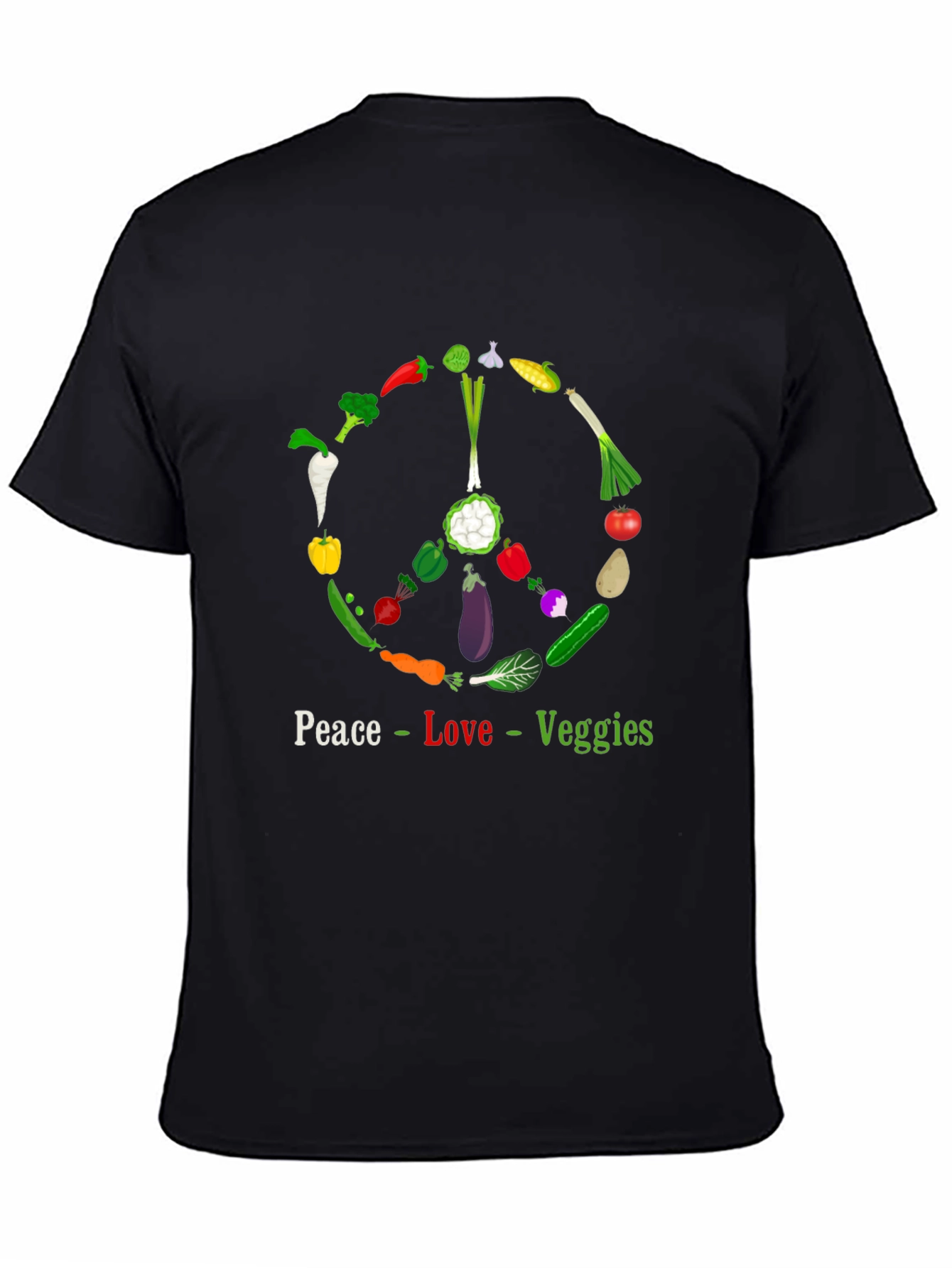 Peace Love Veggies T-Shirt - Vegetarian Vegan Apparel