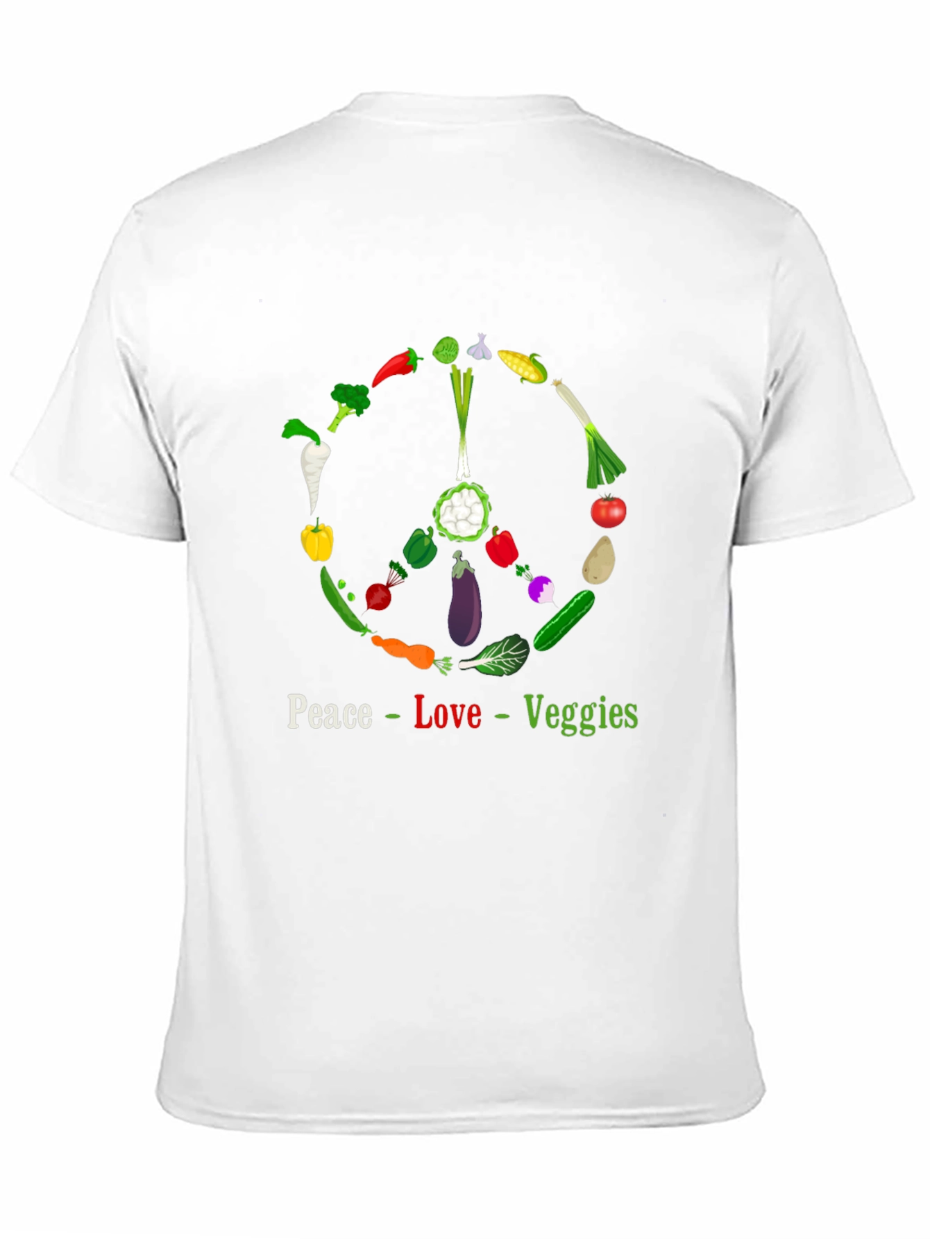 Peace Love Veggies T-Shirt - Vegetarian Vegan Apparel