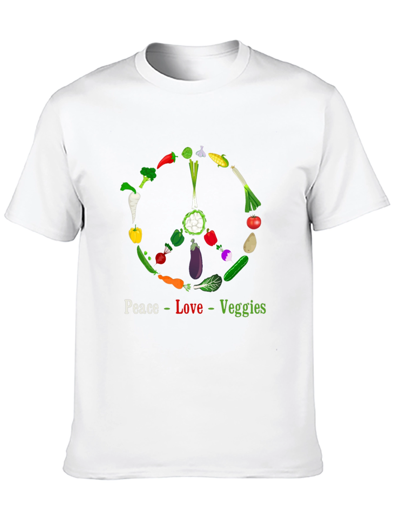 Peace Love Veggies T-Shirt - Vegetarian Vegan Apparel
