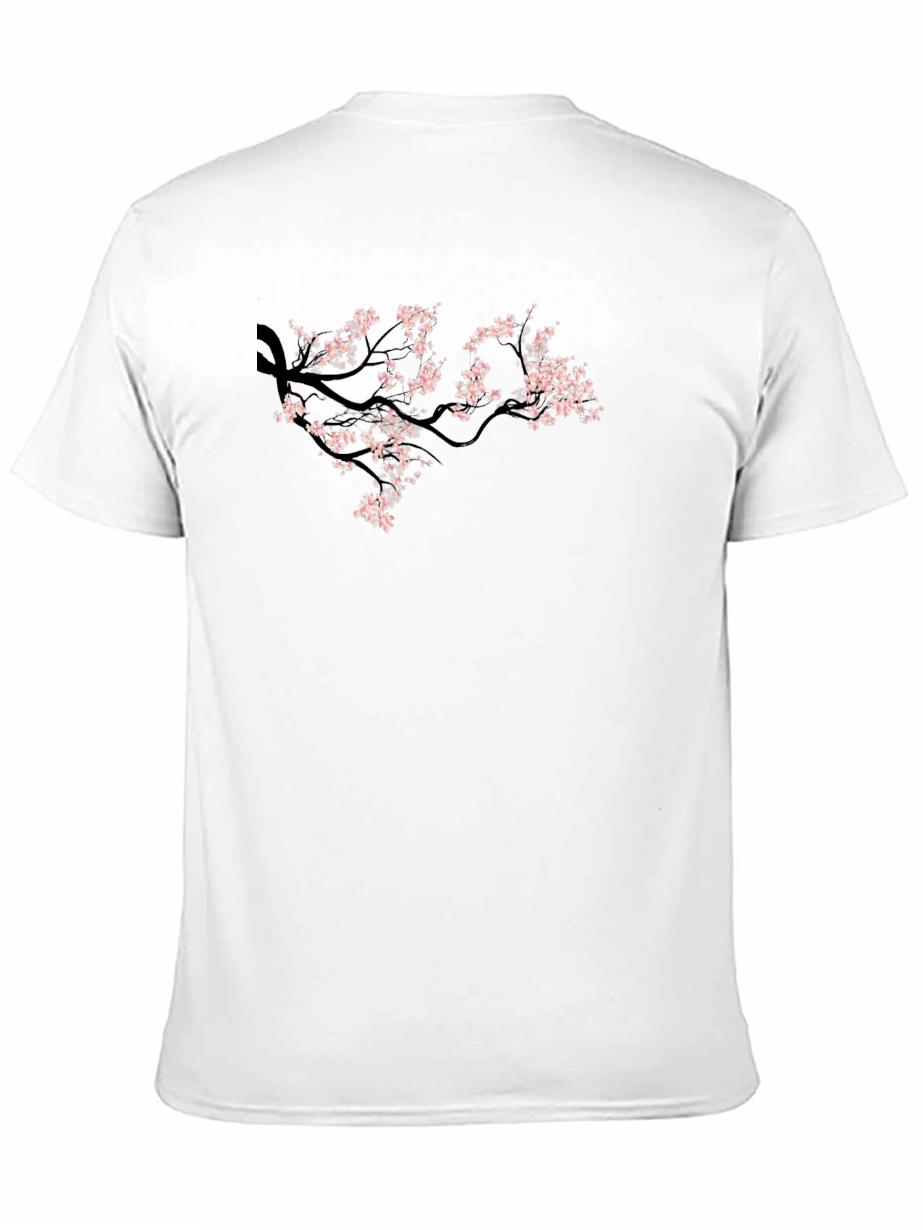 Black Tee with Cherry Blossom Branch Design