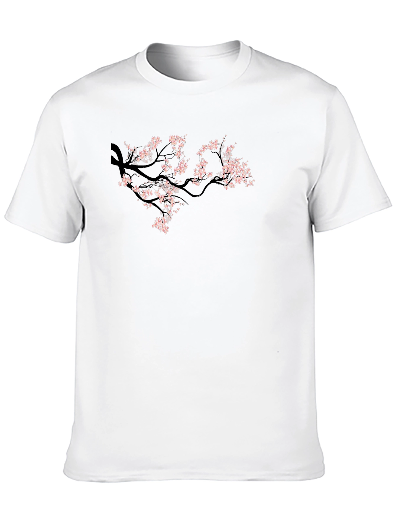 Black Tee with Cherry Blossom Branch Design