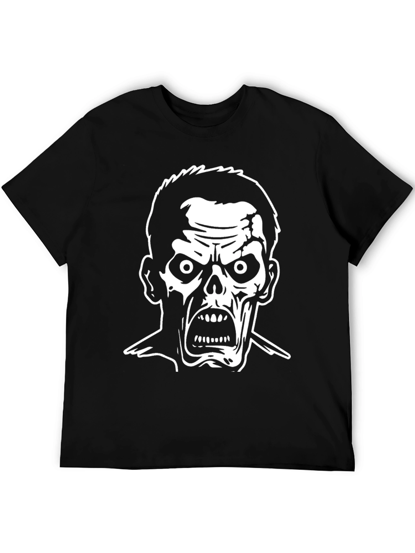 Zombie Graphic Print Black T-Shirt