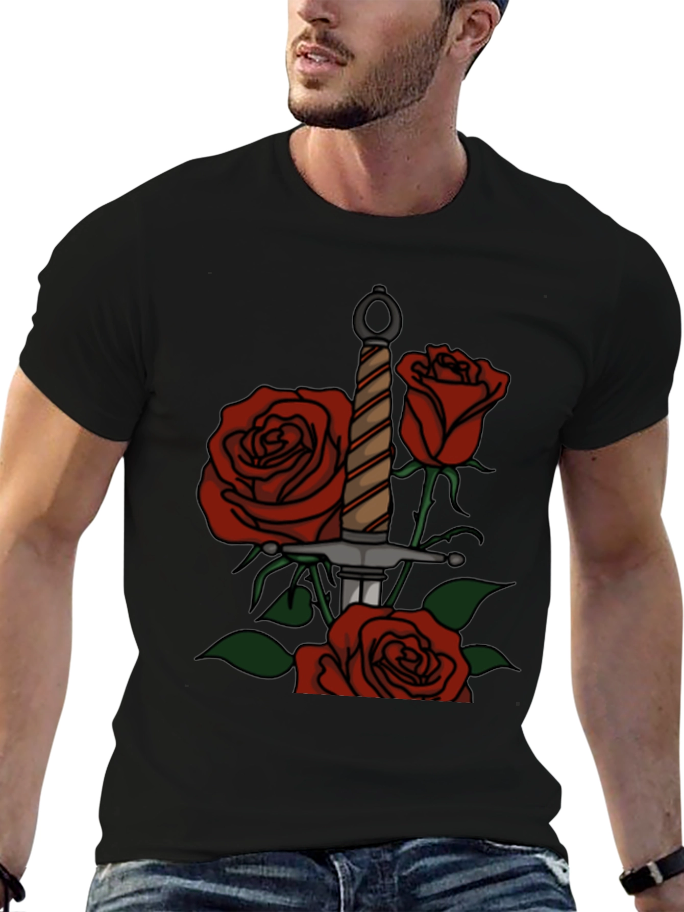 Sword and Roses Graphic Tee - Classic Design