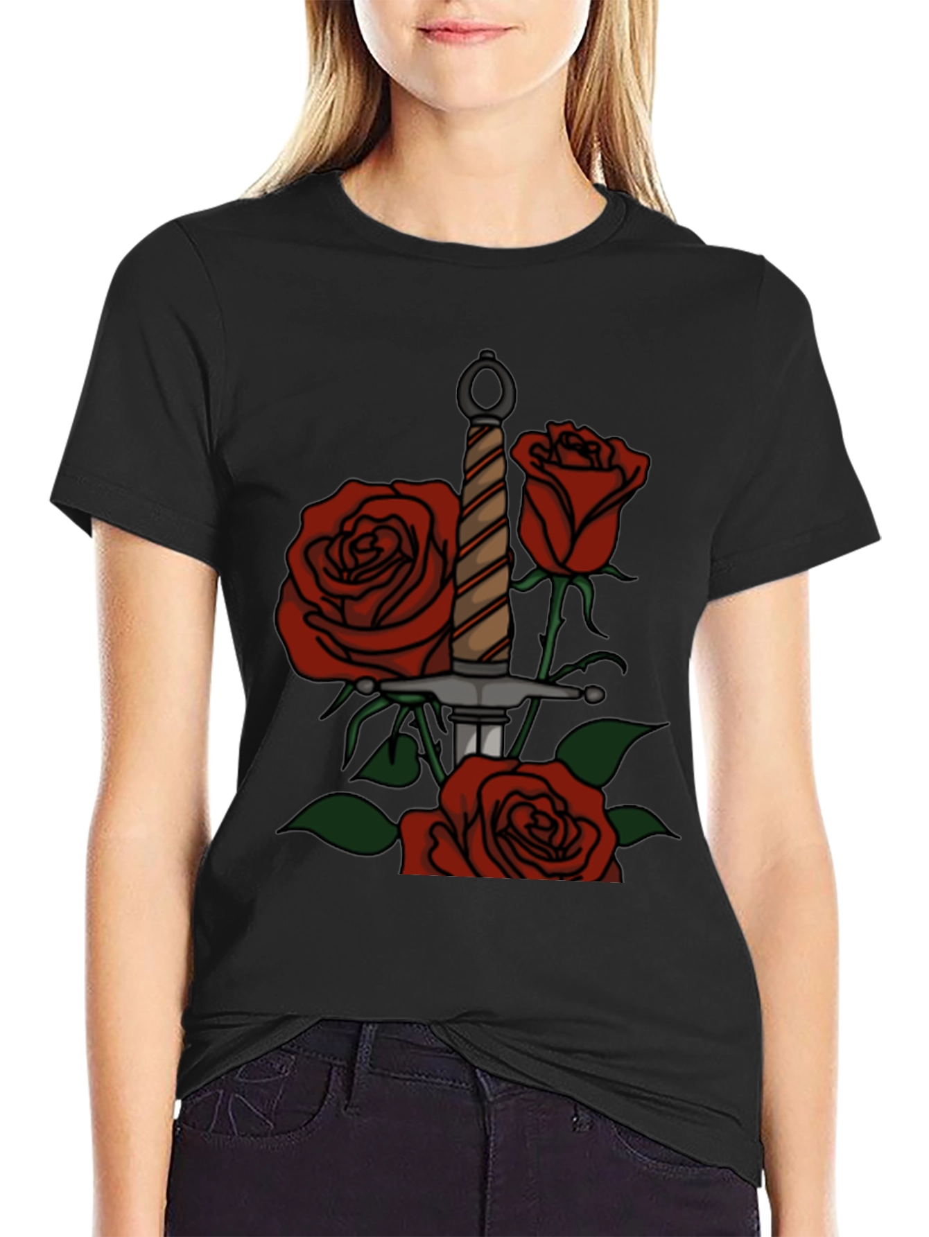 Sword and Roses Graphic Tee - Classic Design