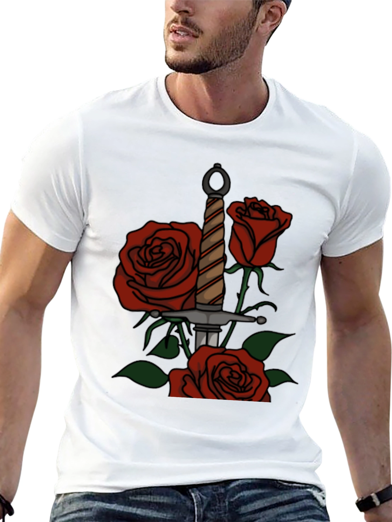 Sword and Roses Graphic Tee - Classic Design