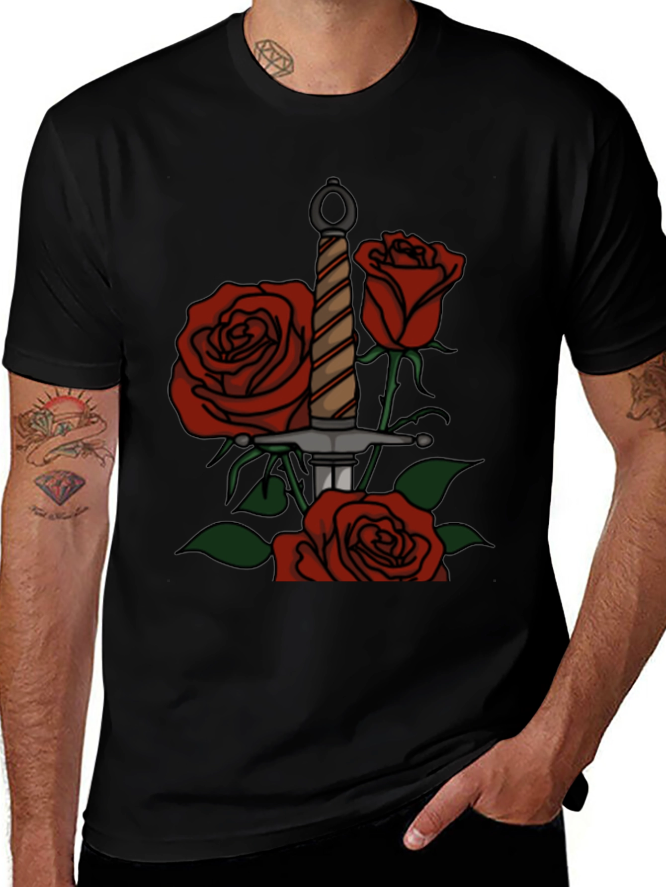 Sword and Roses Graphic Tee - Classic Design
