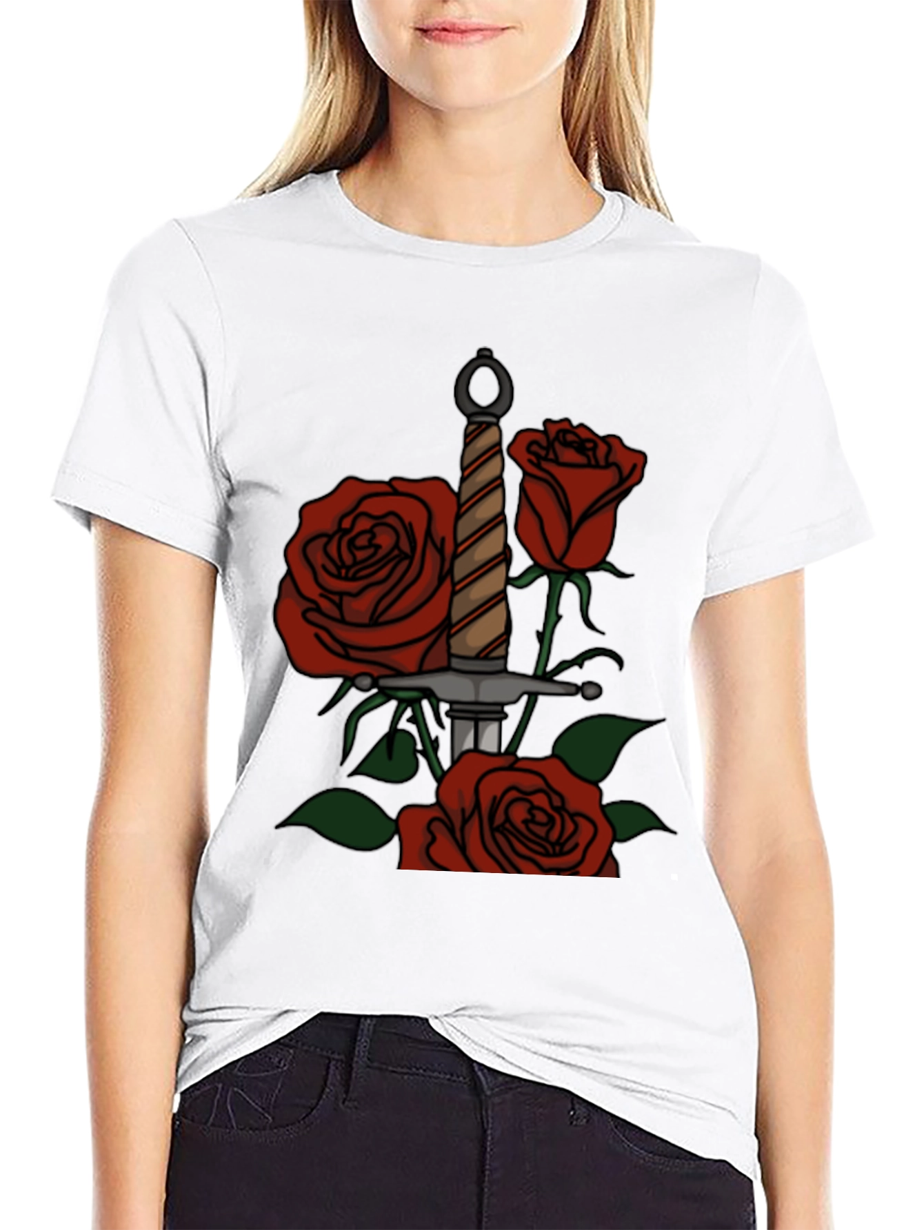Sword and Roses Graphic Tee - Classic Design