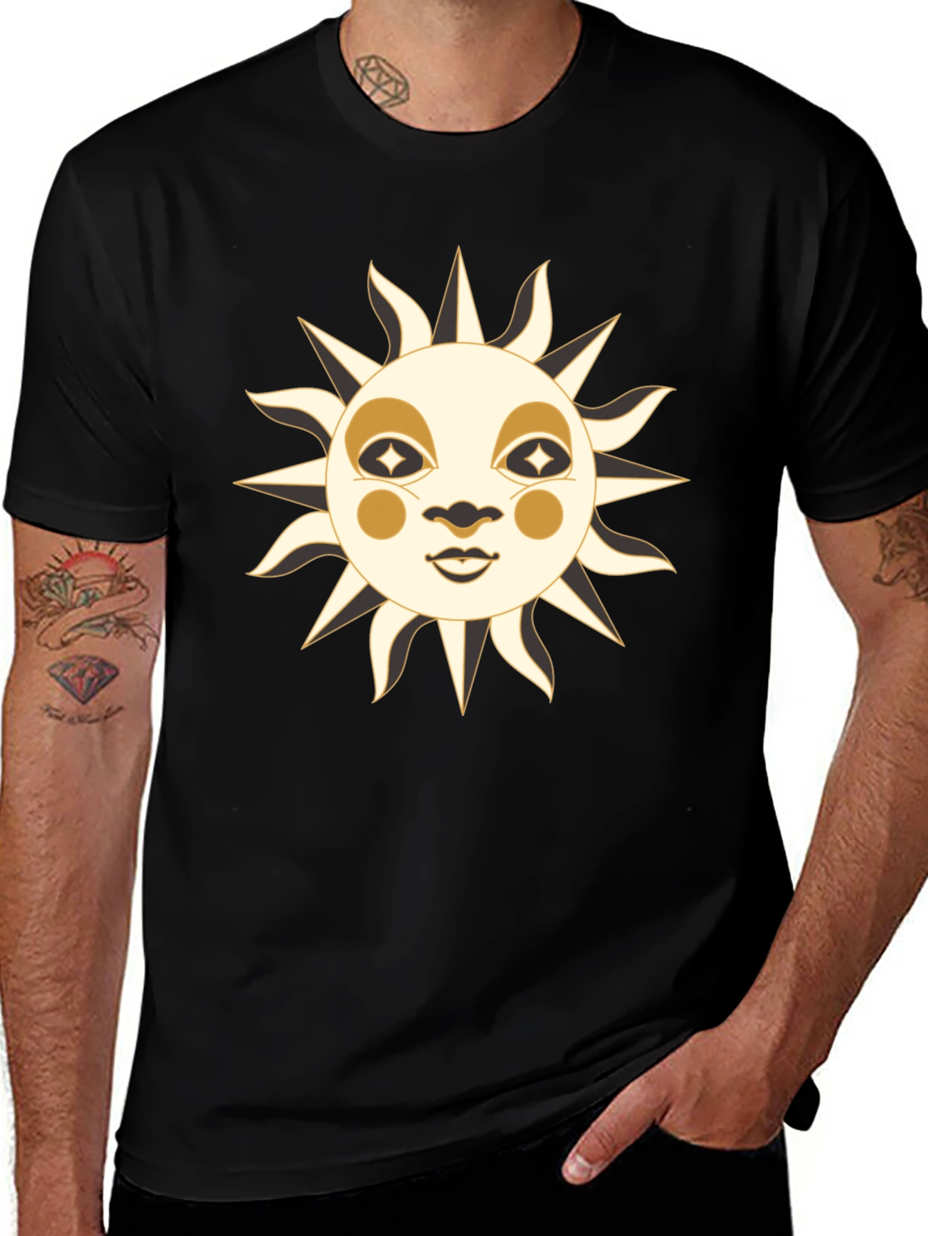 Celestial Sun Face Graphic T-Shirt