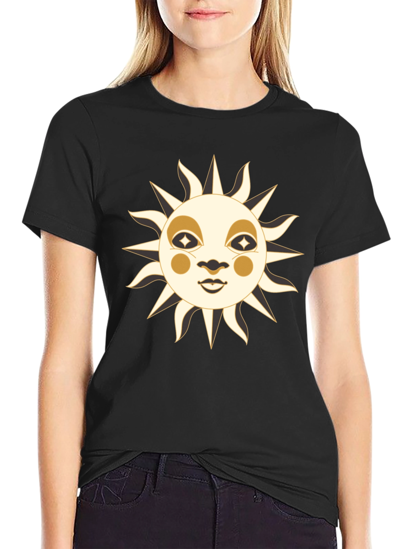 Celestial Sun Face Graphic T-Shirt