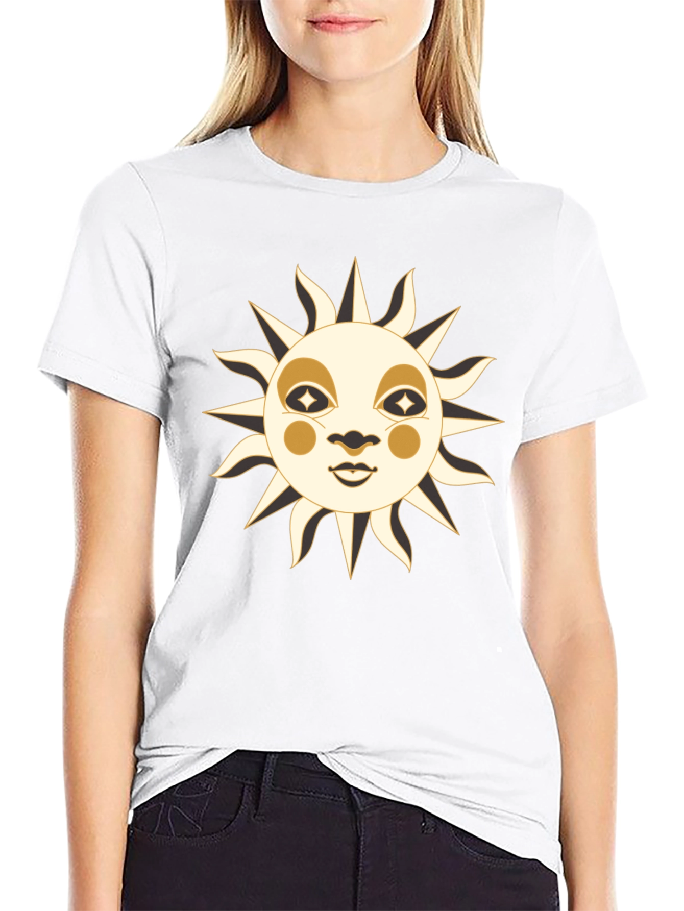 Celestial Sun Face Graphic T-Shirt