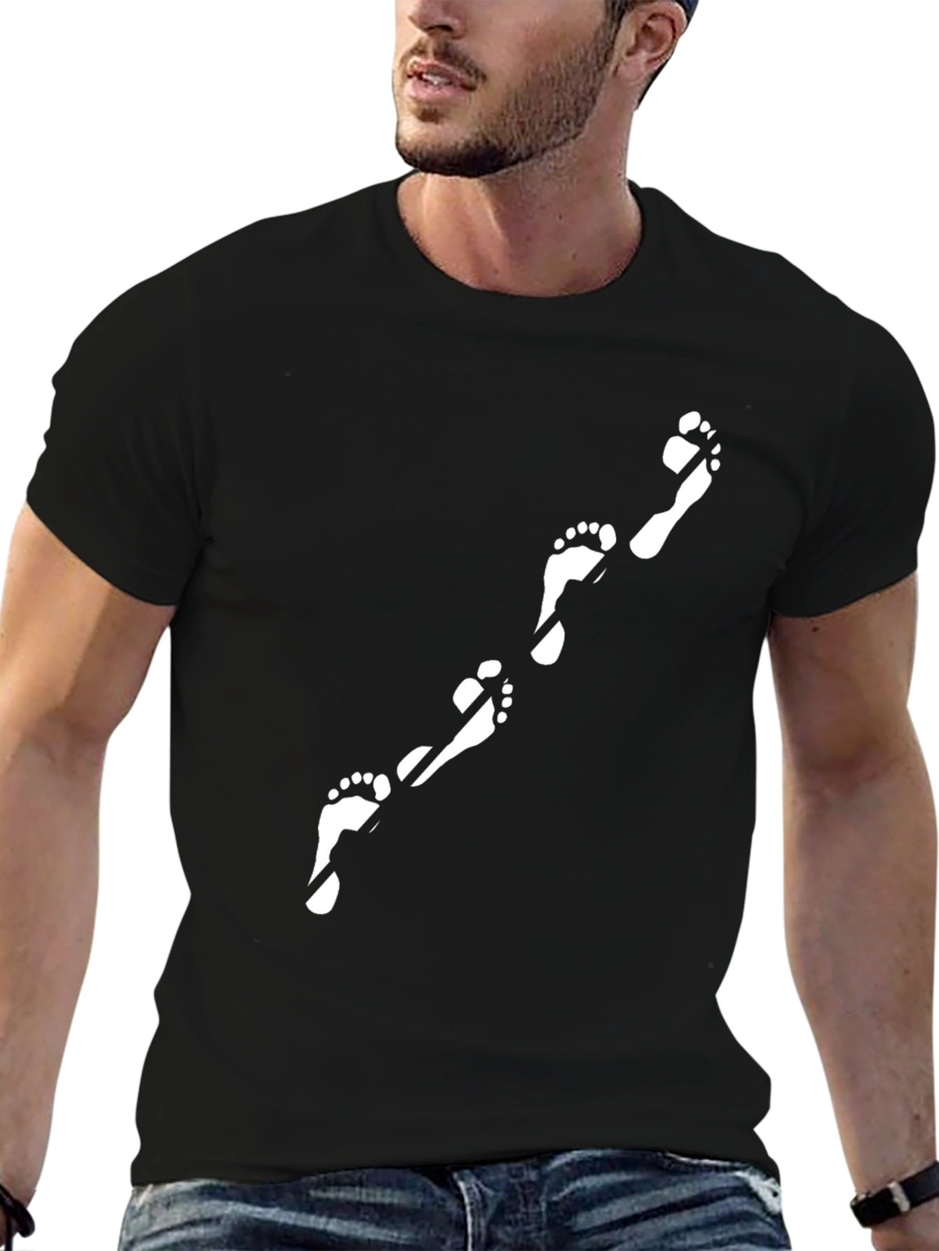 Footprint Track Graphic T-Shirt - Black