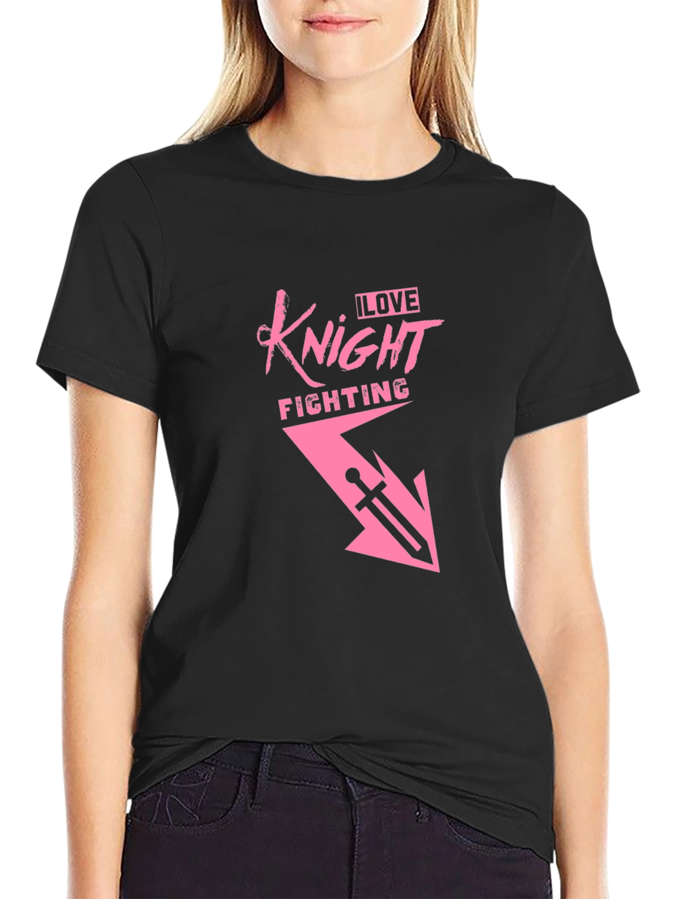 I Love Knight Fighting T-Shirt - Black