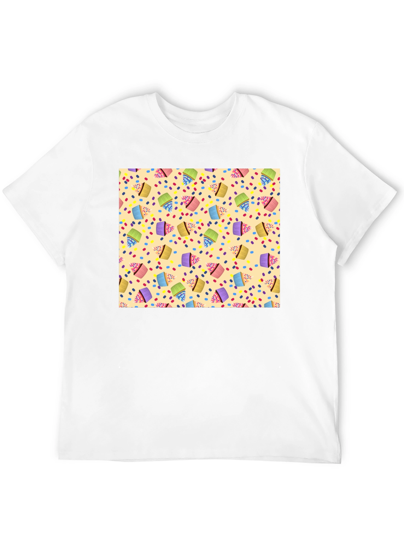 Cupcake Patterned Black T-Shirt