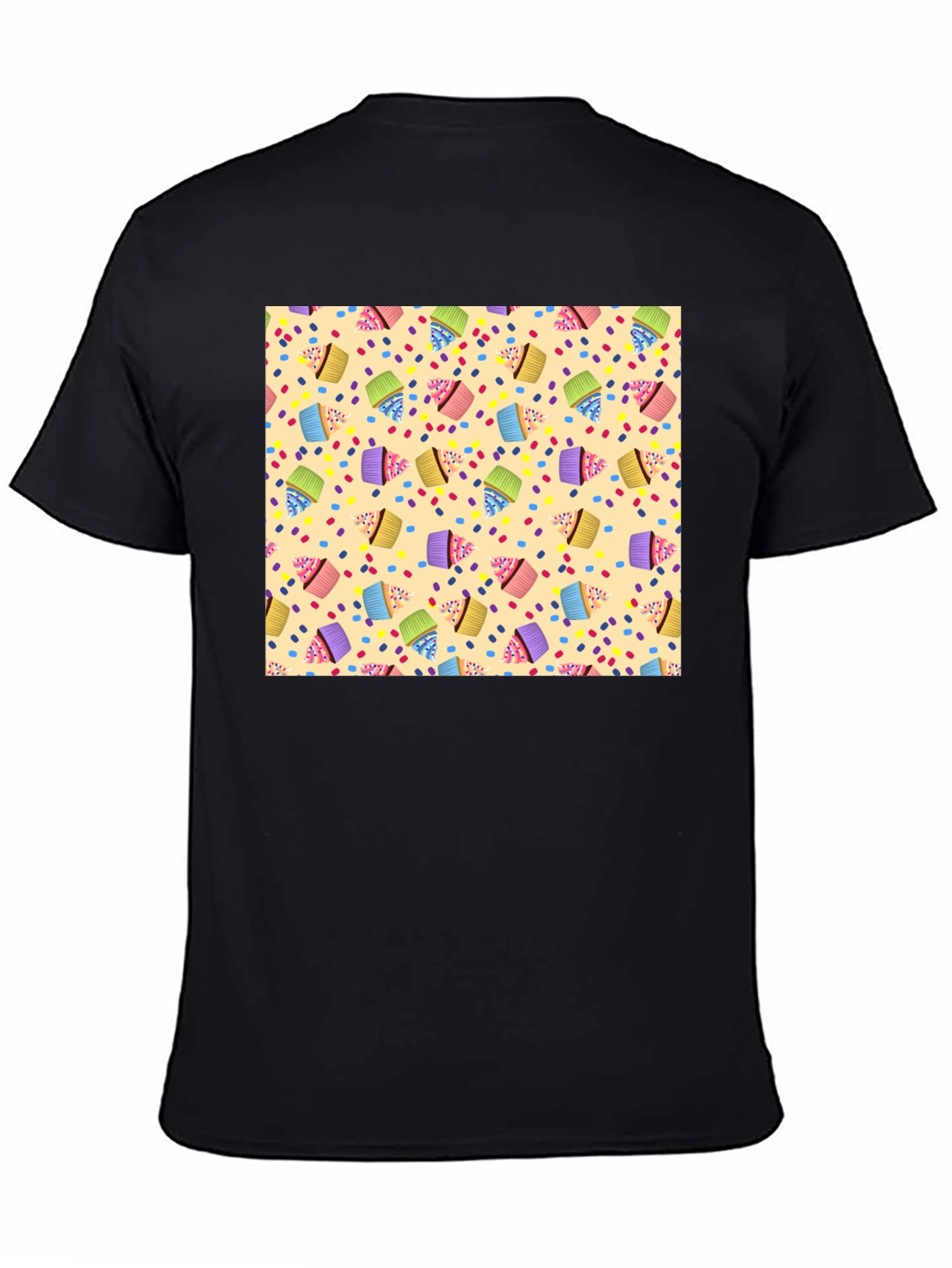 Cupcake Patterned Black T-Shirt