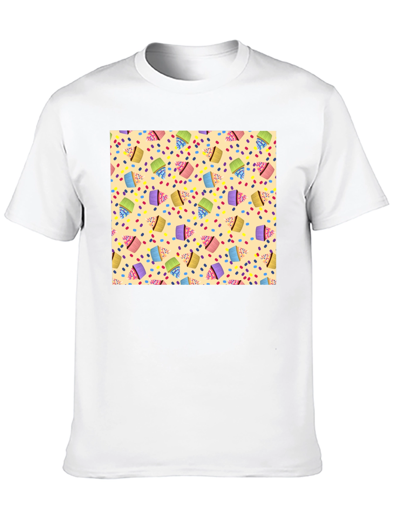 Cupcake Patterned Black T-Shirt