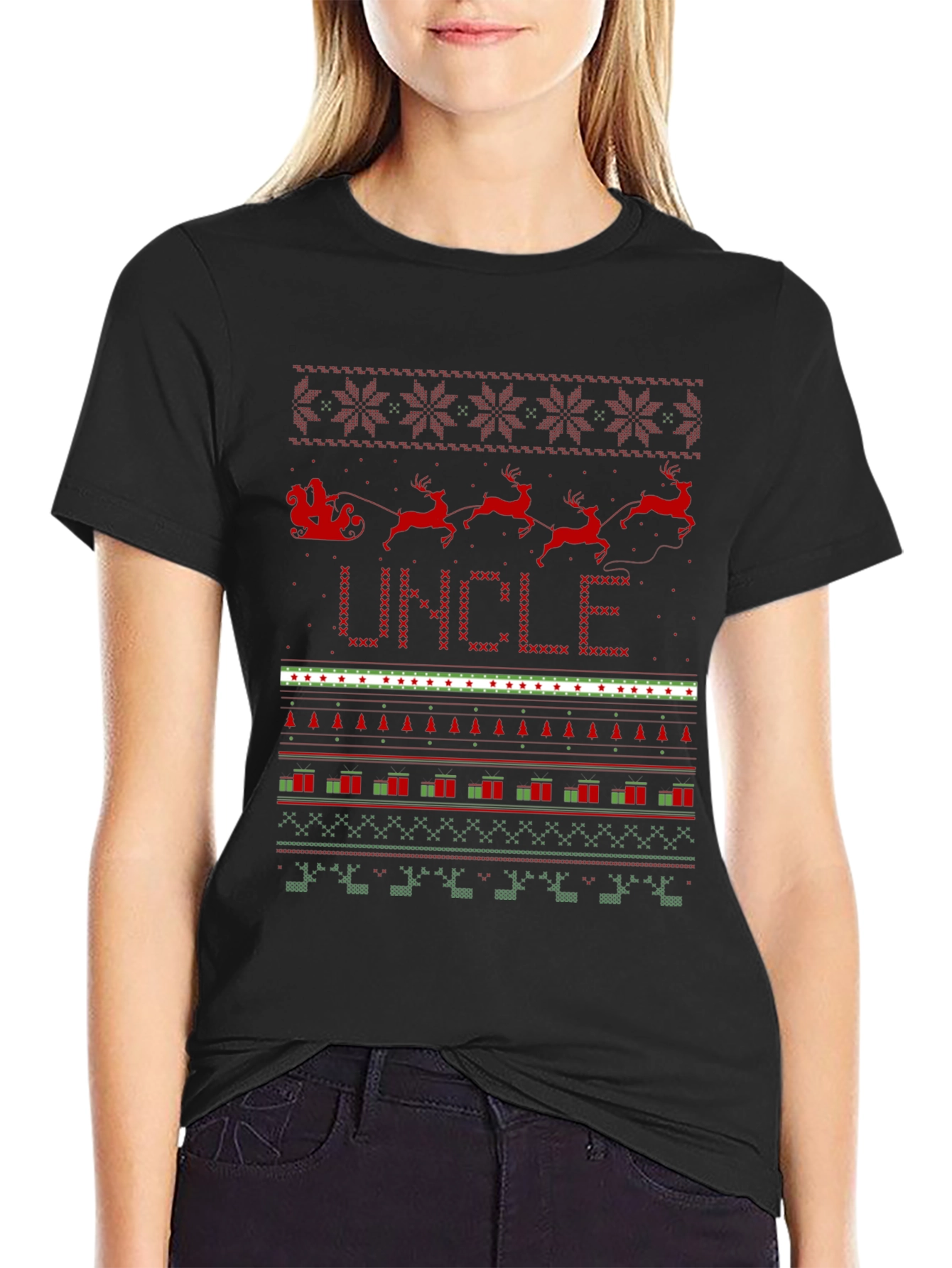 Uncle Christmas Sweater Style T-Shirt
