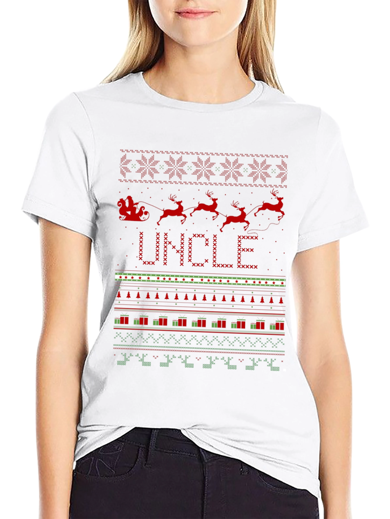 Uncle Christmas Sweater Style T-Shirt