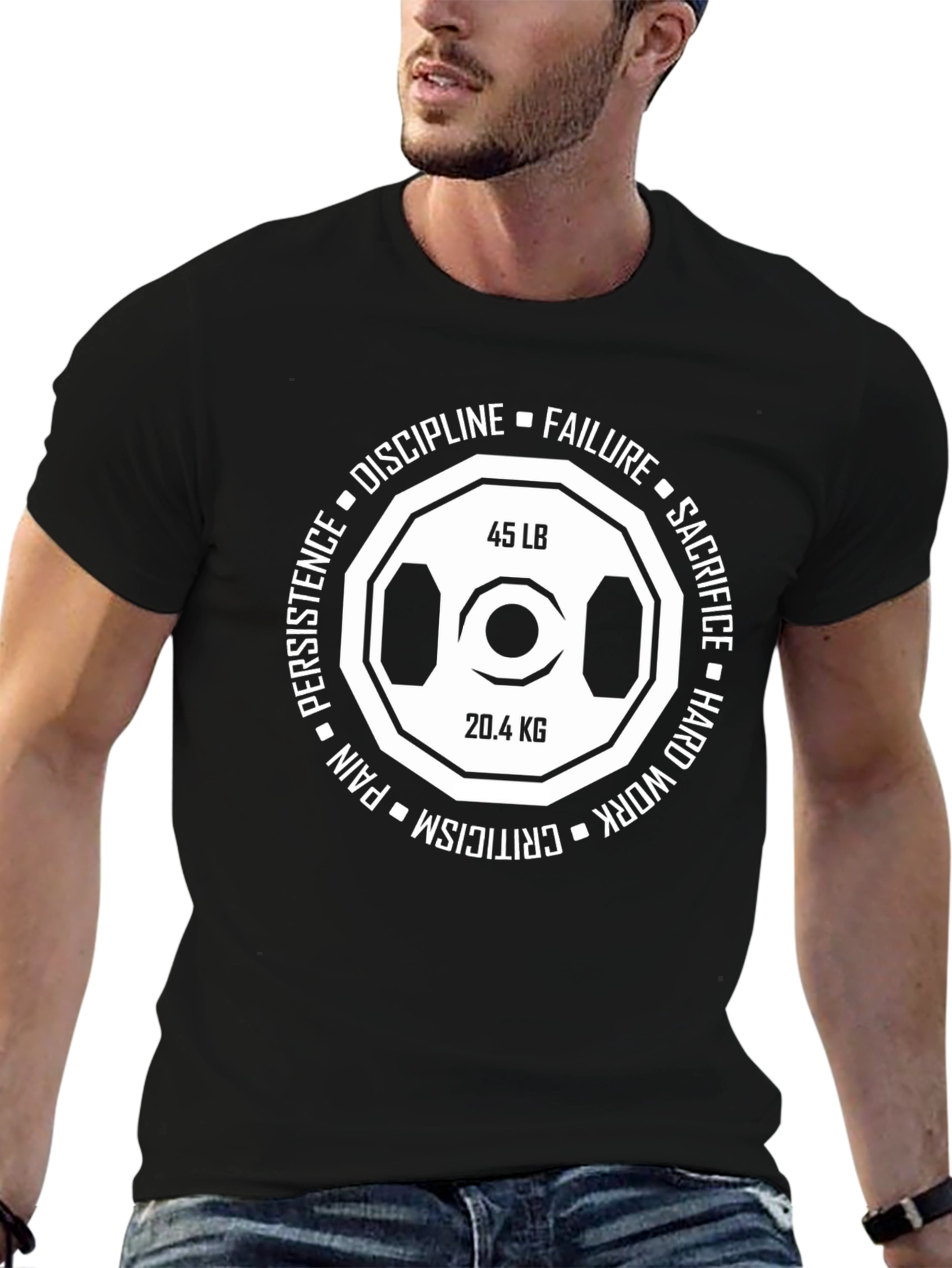 Motivational Weightlifting T-Shirt - Discipline Sacrifice Failure