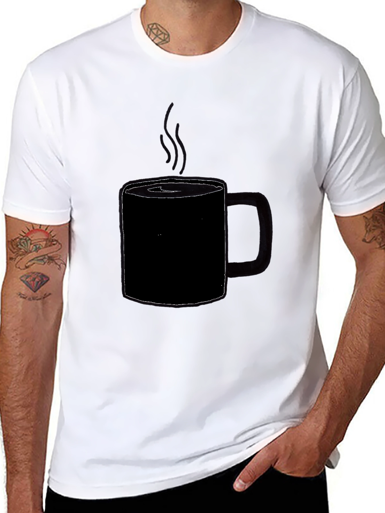 Coffee Cup Graphic T-Shirt - Black