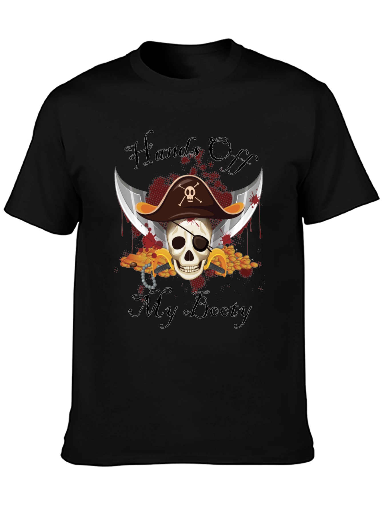 Pirate Skull Hands Off My Booty Graphic Tee
