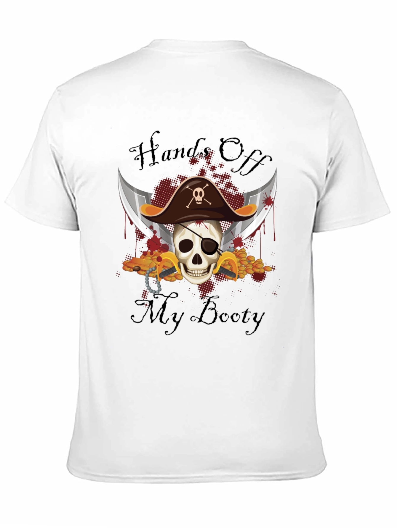 Pirate Skull Hands Off My Booty Graphic Tee