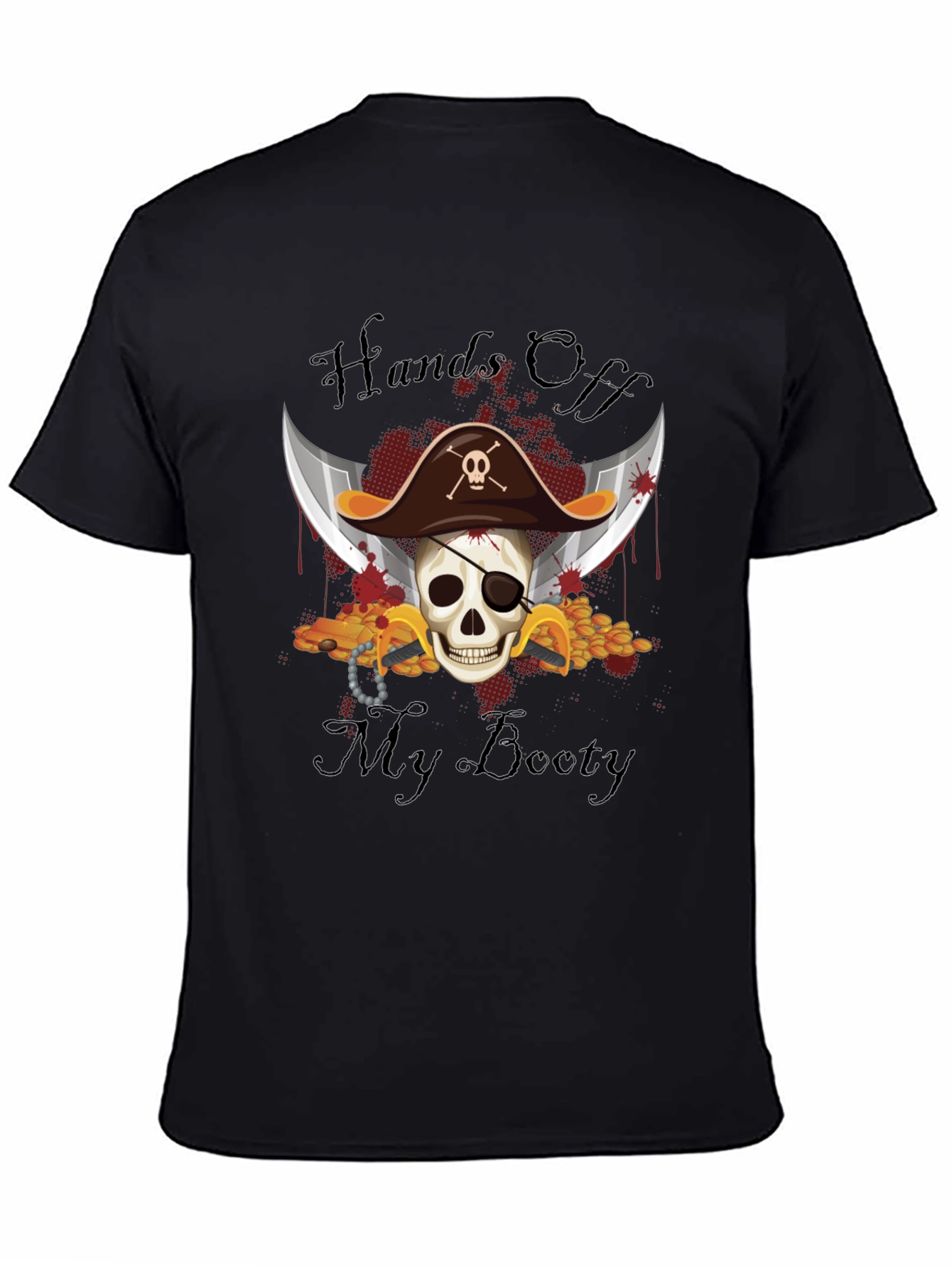 Pirate Skull Hands Off My Booty Graphic Tee