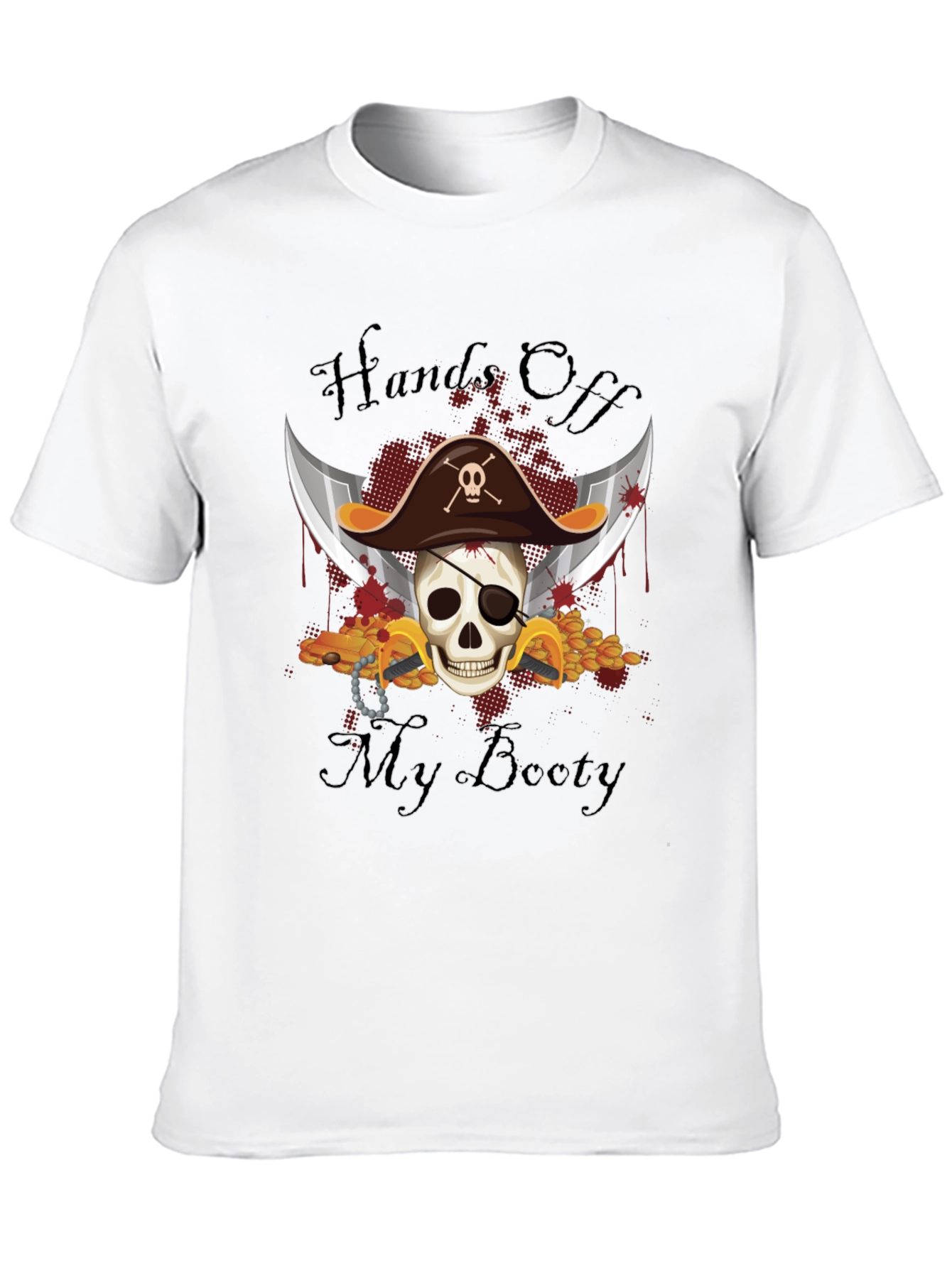 Pirate Skull Hands Off My Booty Graphic Tee
