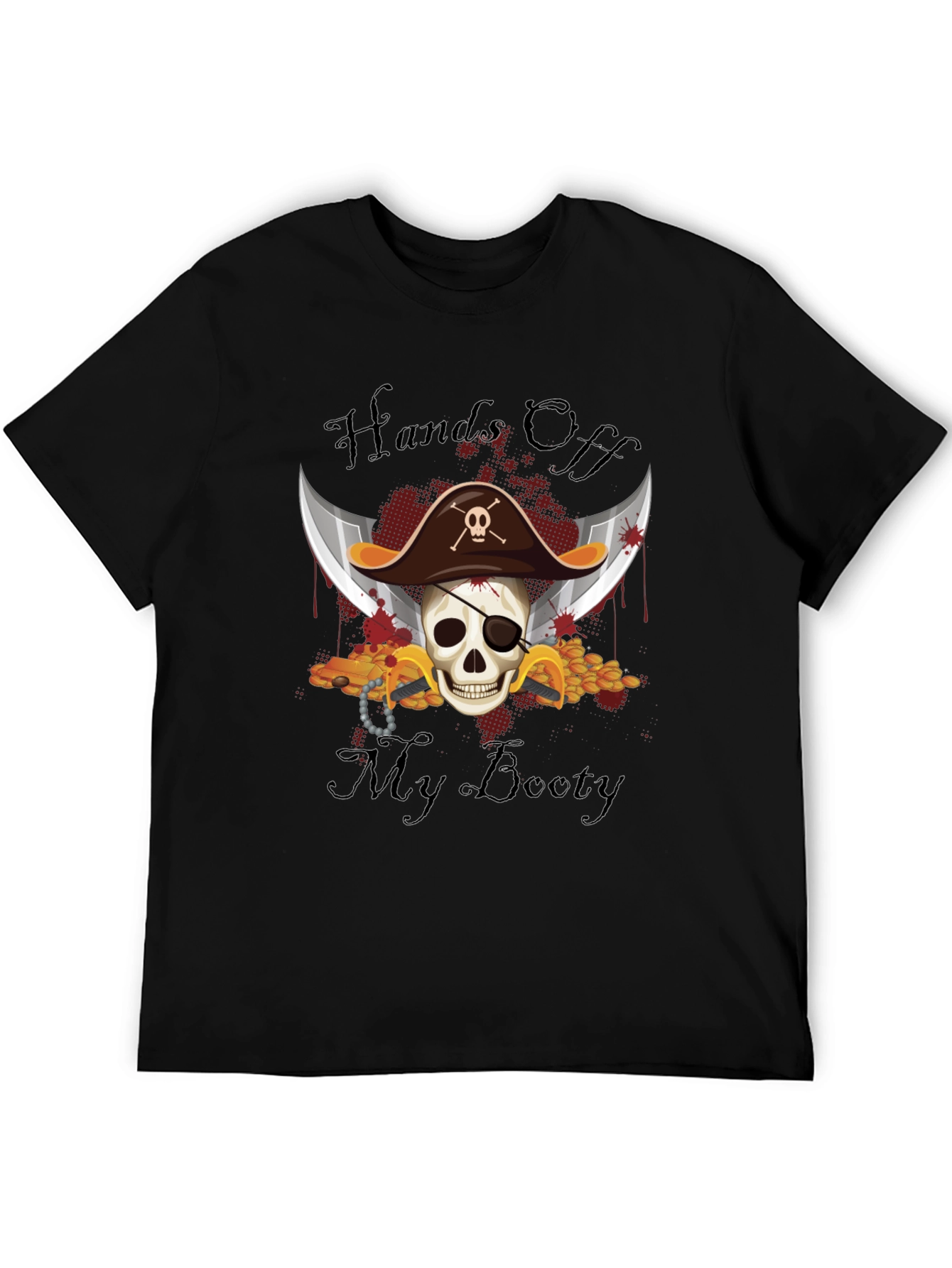 Pirate Skull Hands Off My Booty Graphic Tee