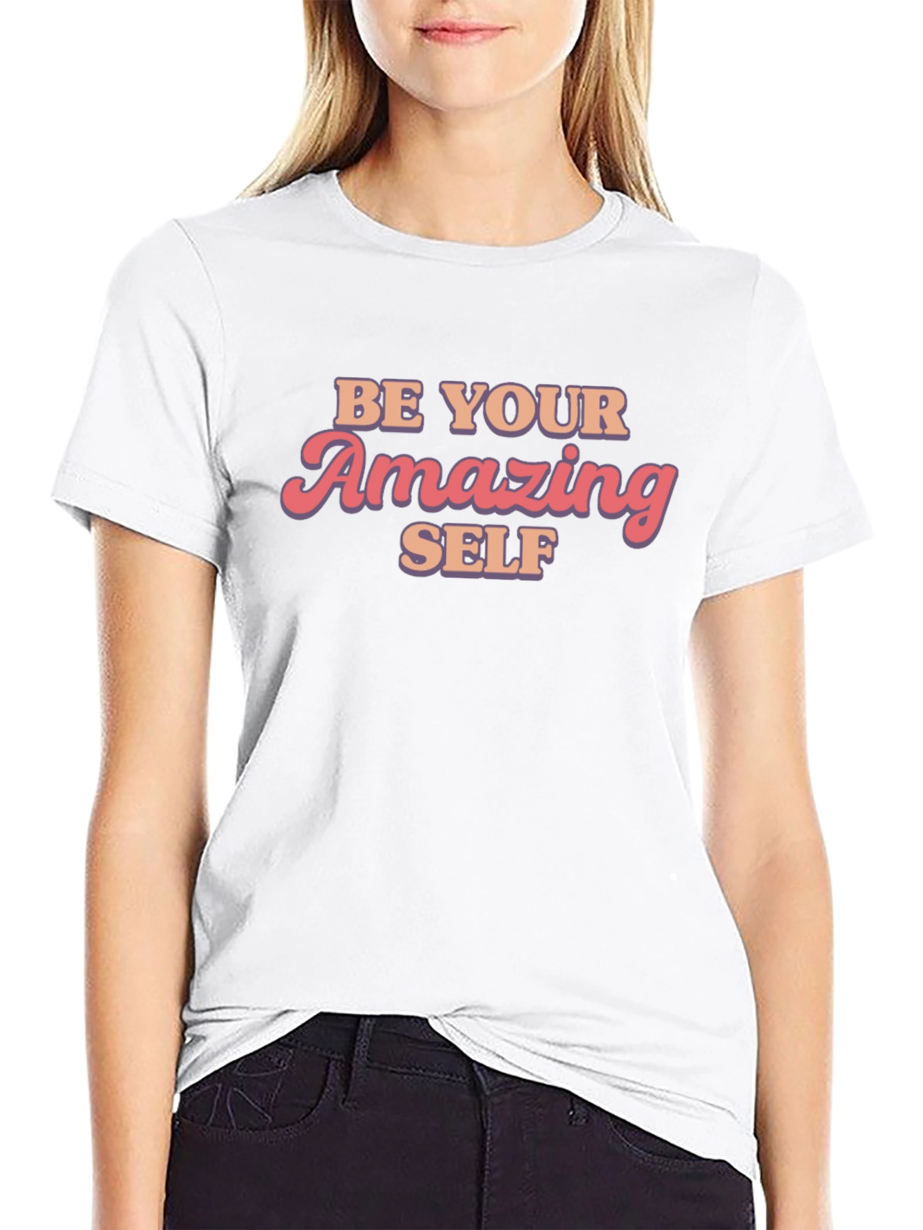 Be Your Amazing Self Black Graphic T-Shirt