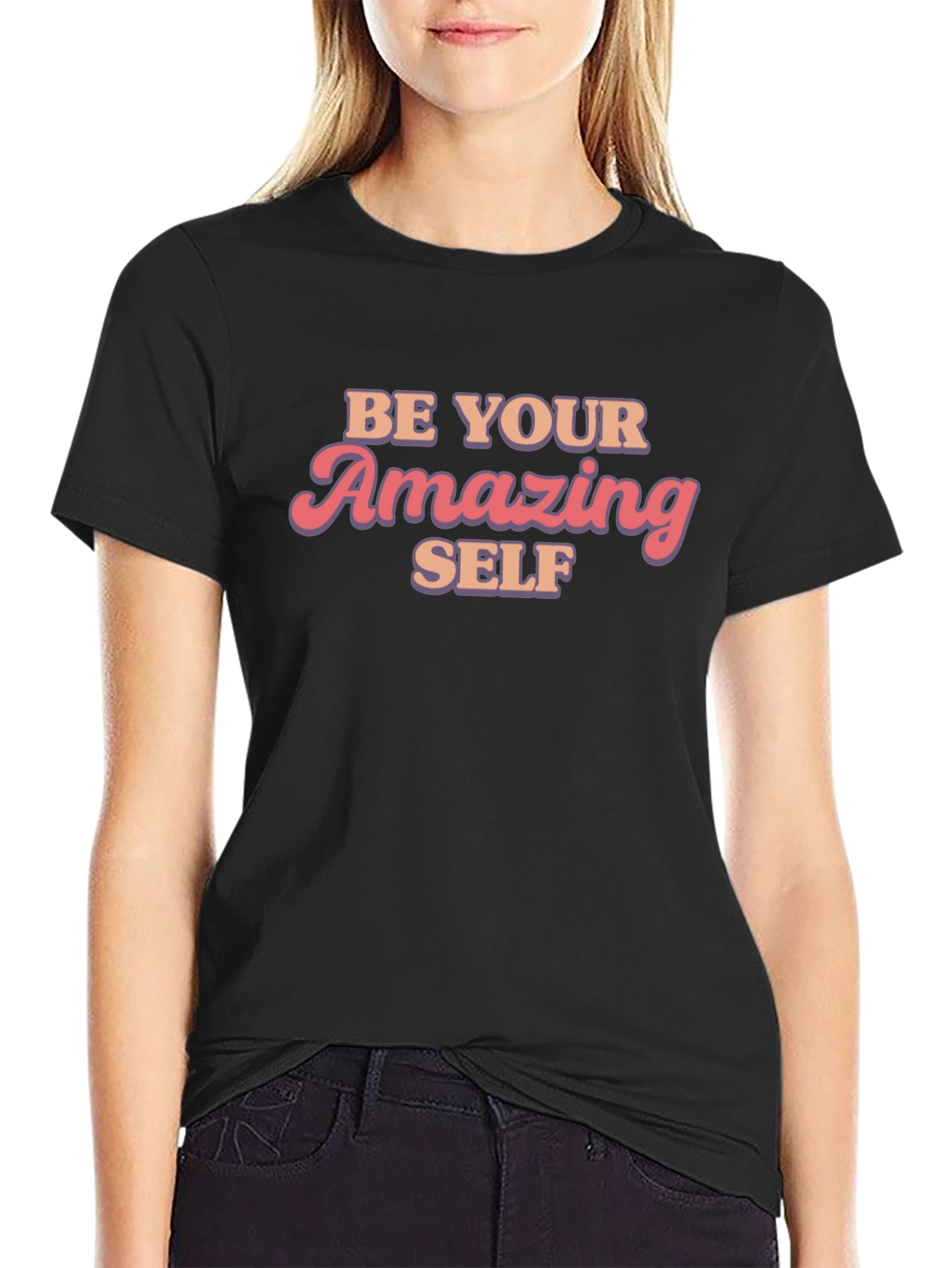 Be Your Amazing Self Black Graphic T-Shirt