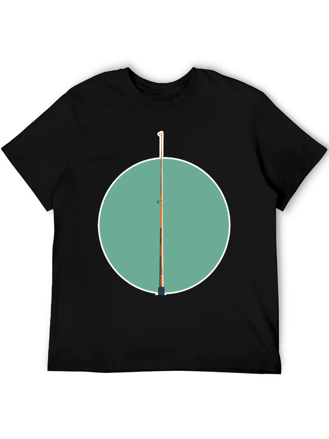 Fishing Pole Graphic Tee - Black Cotton Casual Shirt