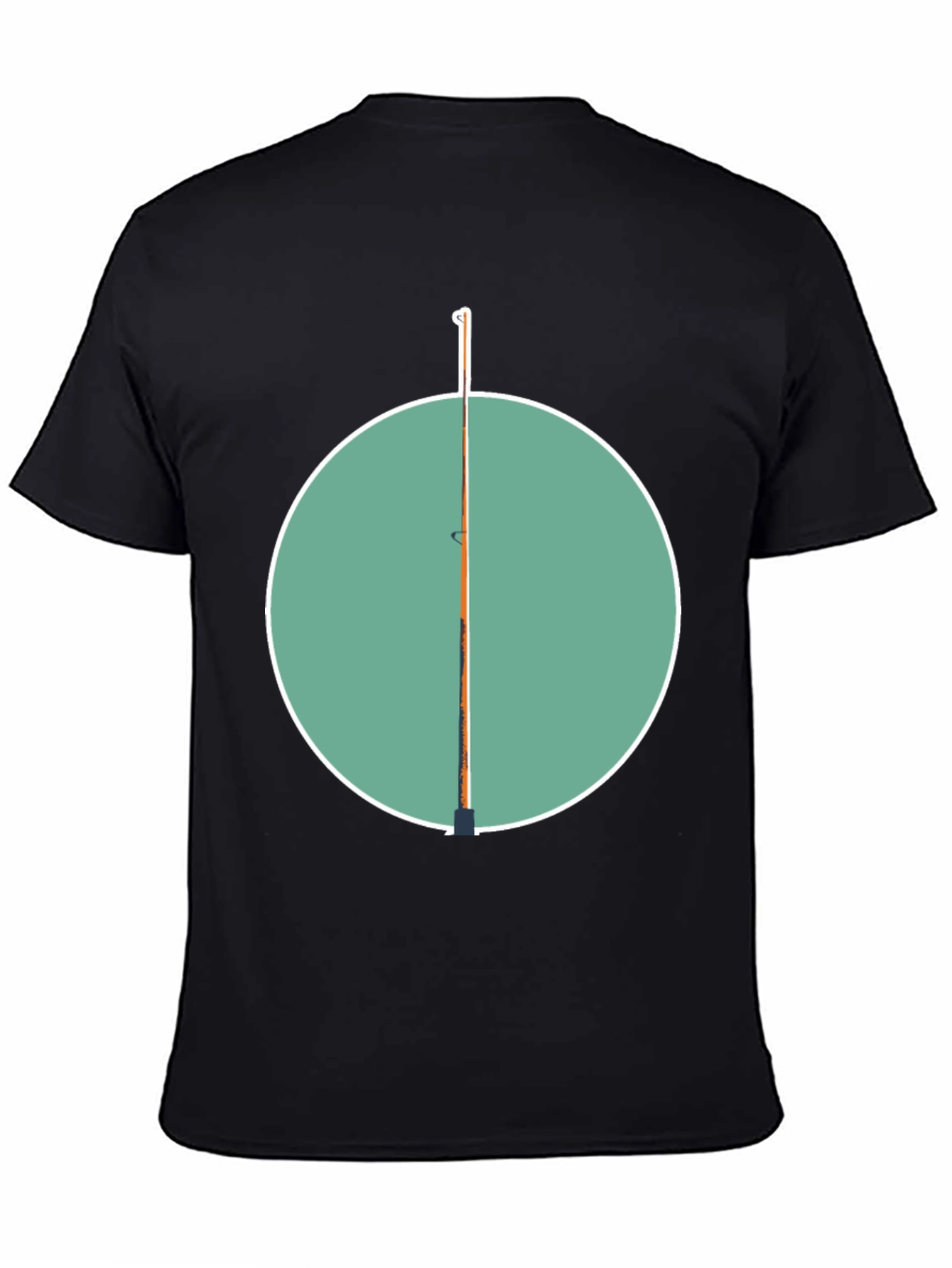 Fishing Pole Graphic Tee - Black Cotton Casual Shirt