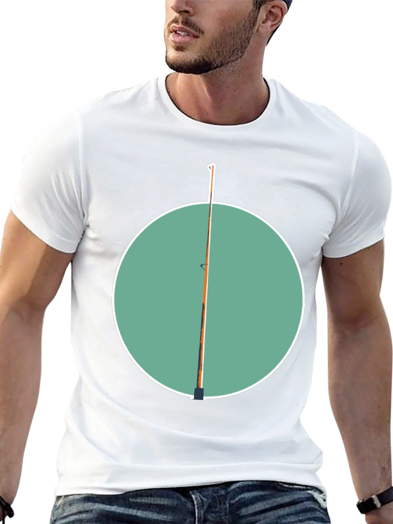 Fishing Pole Graphic Tee - Black Cotton Casual Shirt