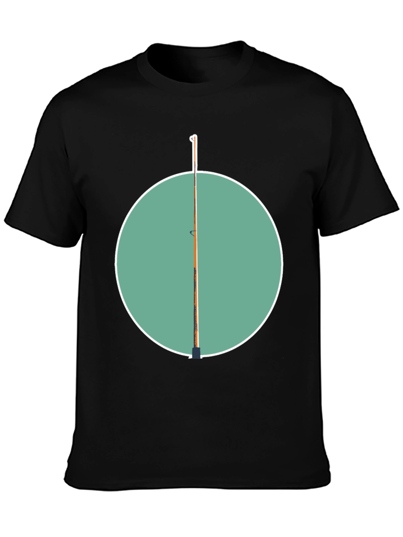 Fishing Pole Graphic Tee - Black Cotton Casual Shirt